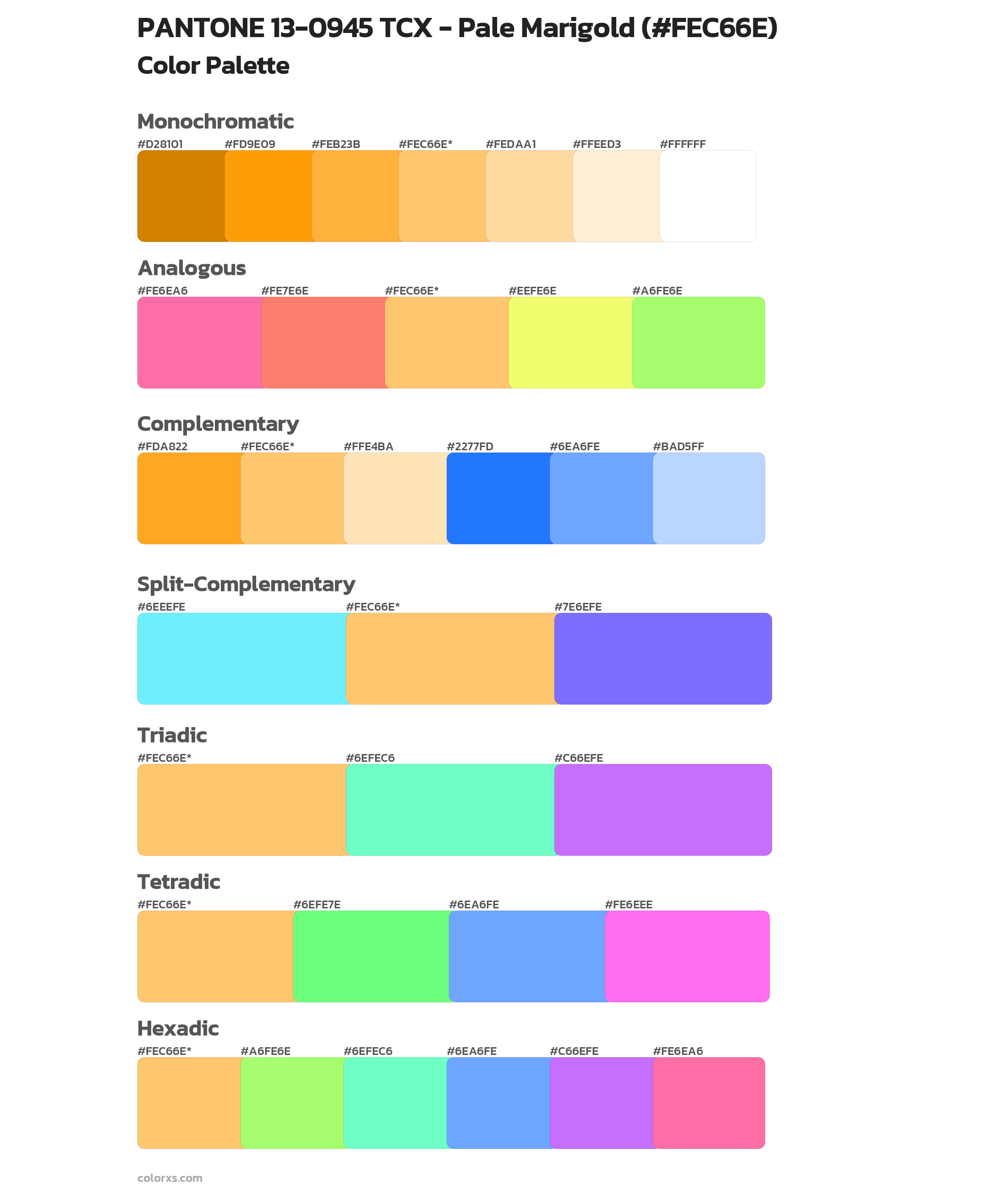 PANTONE 13-0945 TCX - Pale Marigold Color Scheme Palettes