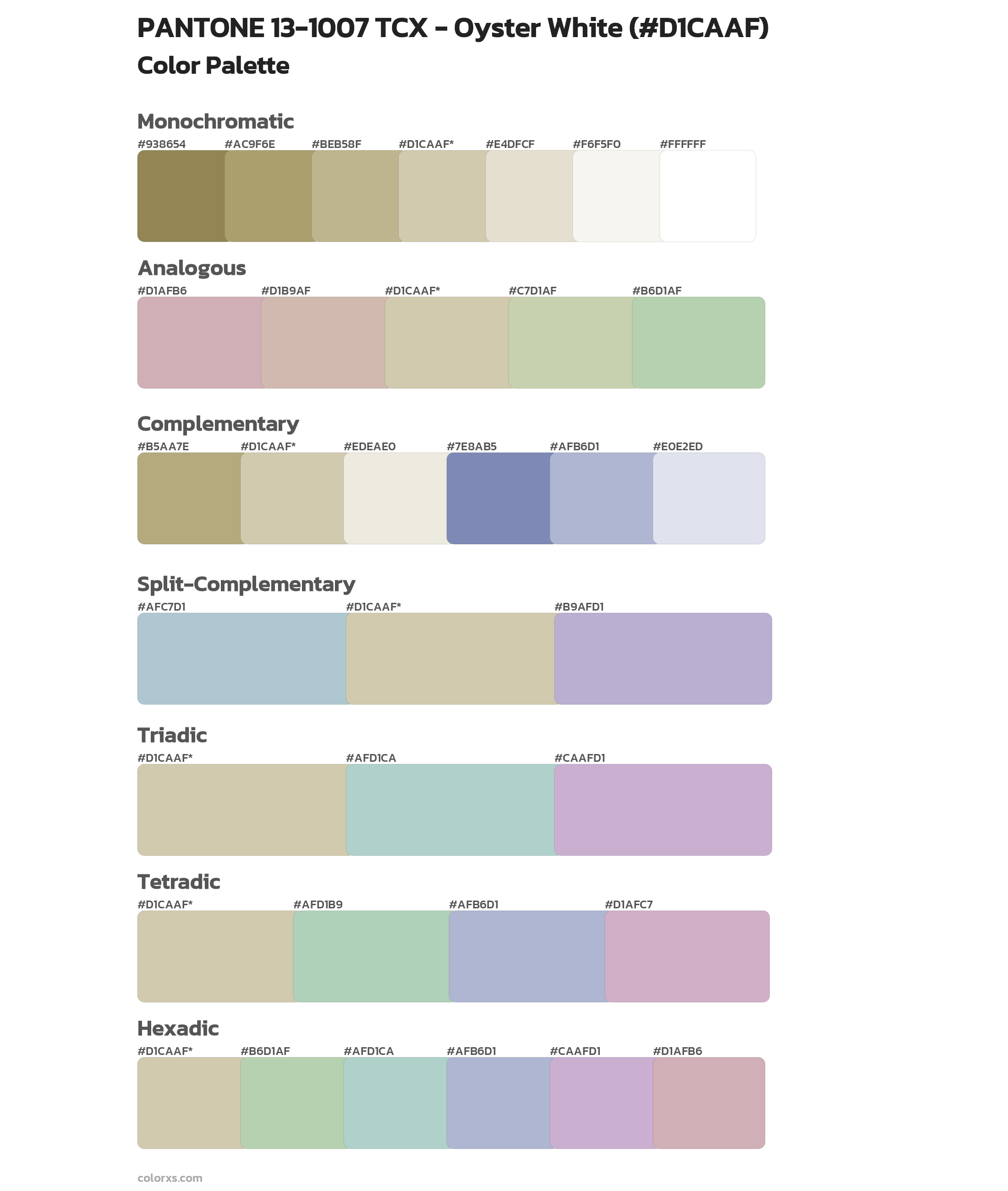 PANTONE 131007 TCX Oyster White color palettes