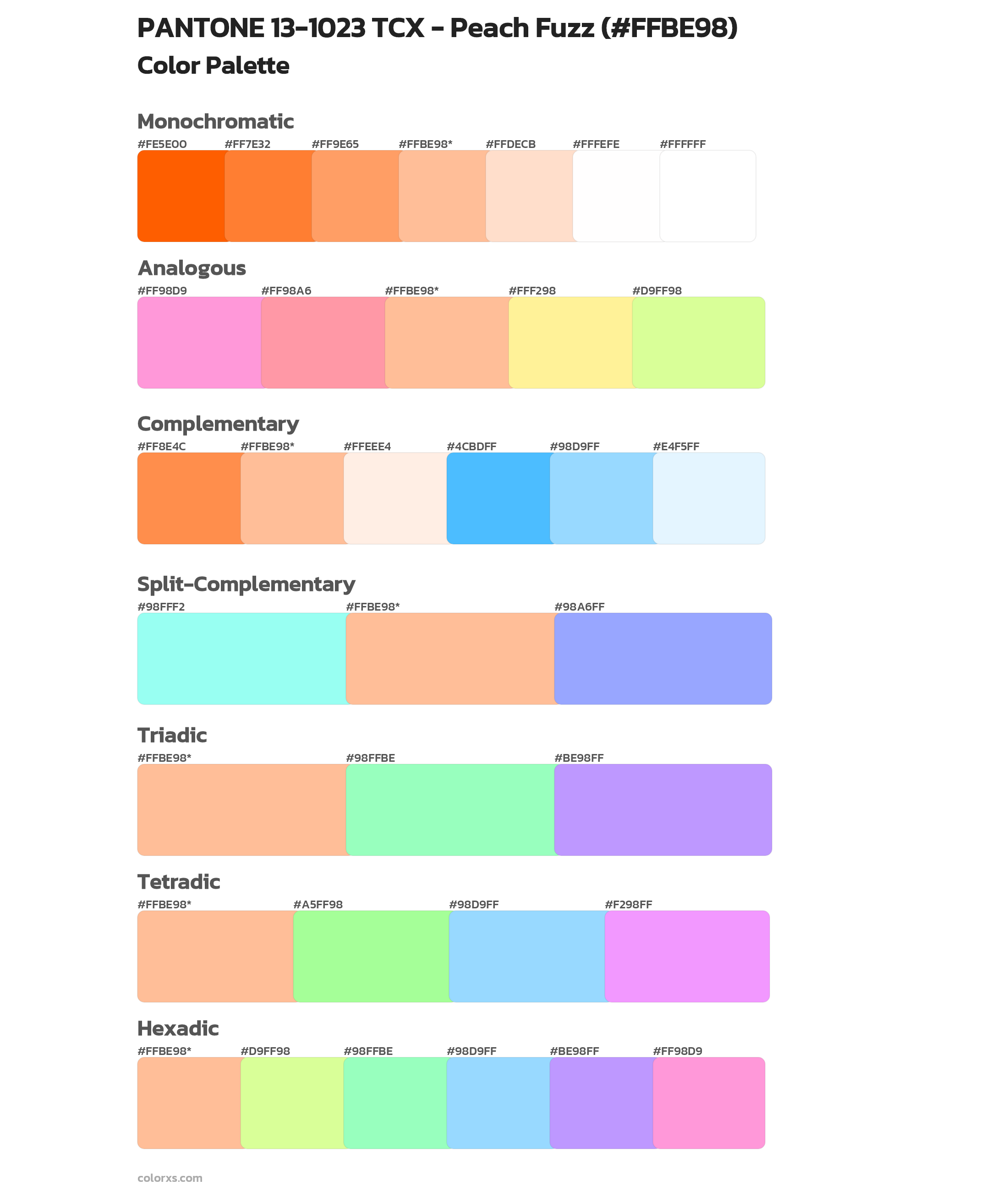 PANTONE 13-1023 TCX - Peach Fuzz Color Scheme Palettes