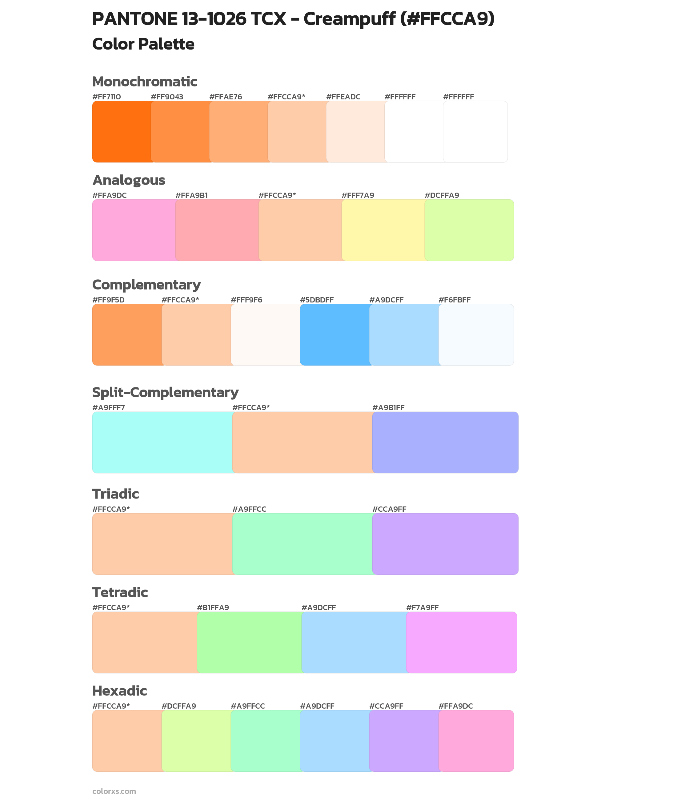 PANTONE 13-1026 TCX - Creampuff Color Scheme Palettes