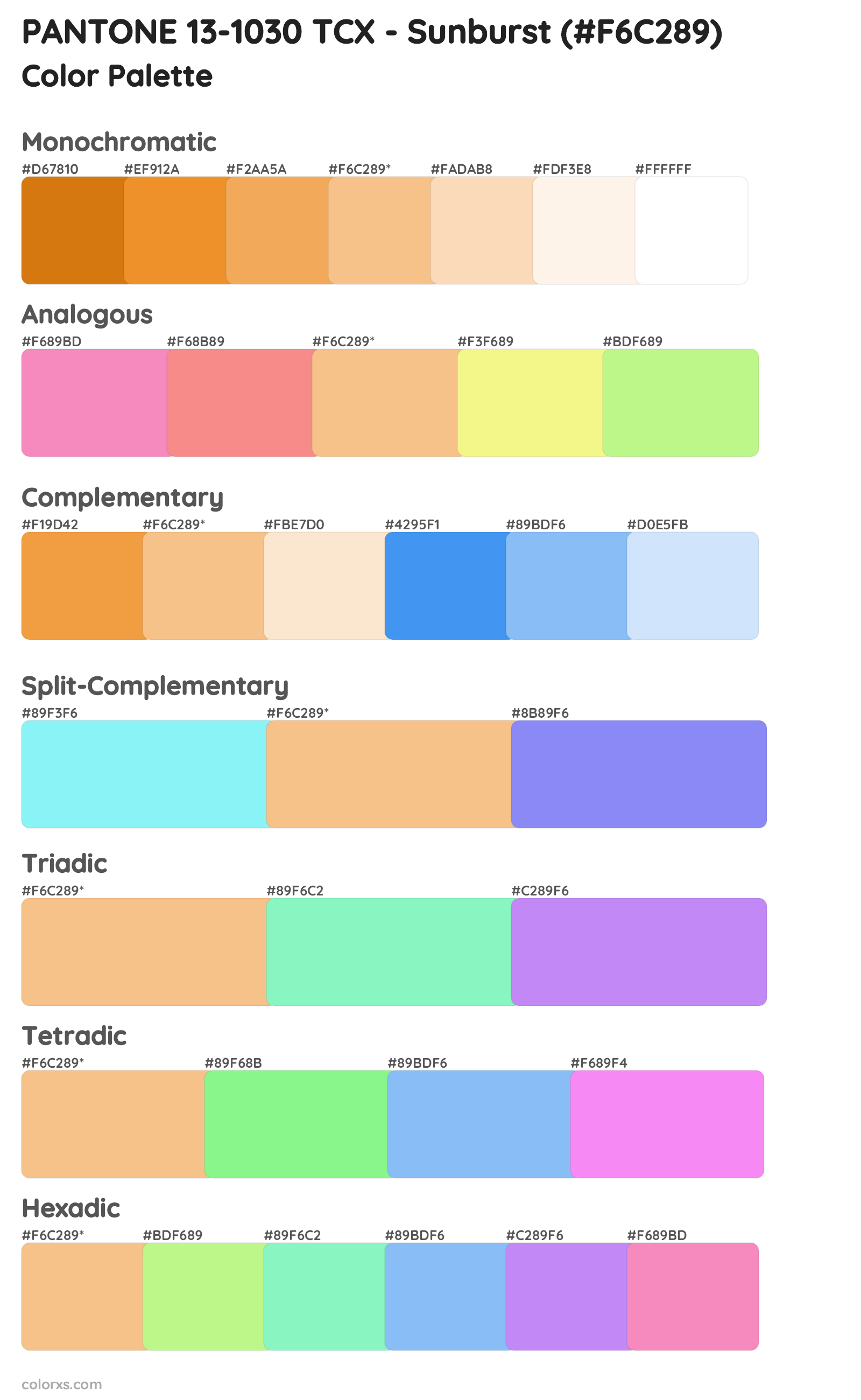 PANTONE 13-1030 TCX - Sunburst Color Scheme Palettes