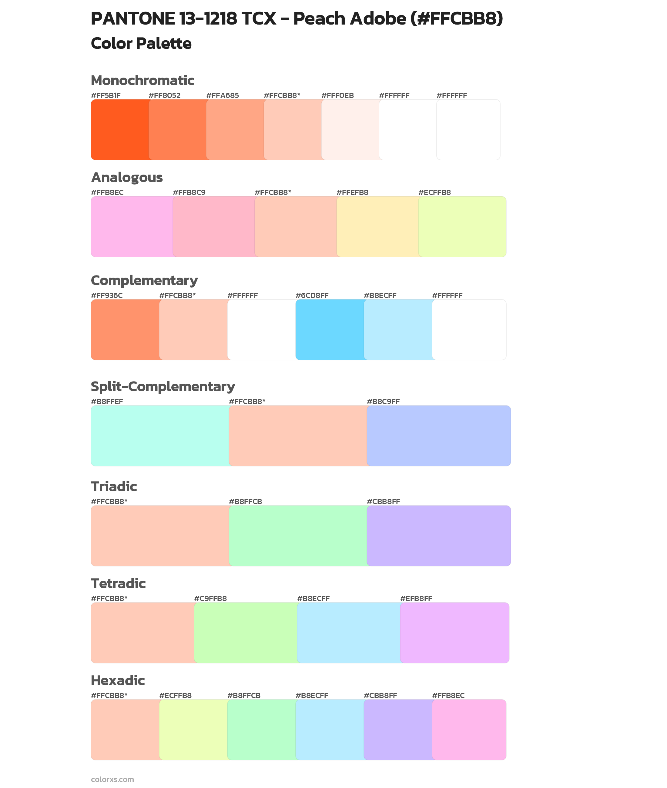 PANTONE 13-1218 TCX - Peach Adobe Color Scheme Palettes
