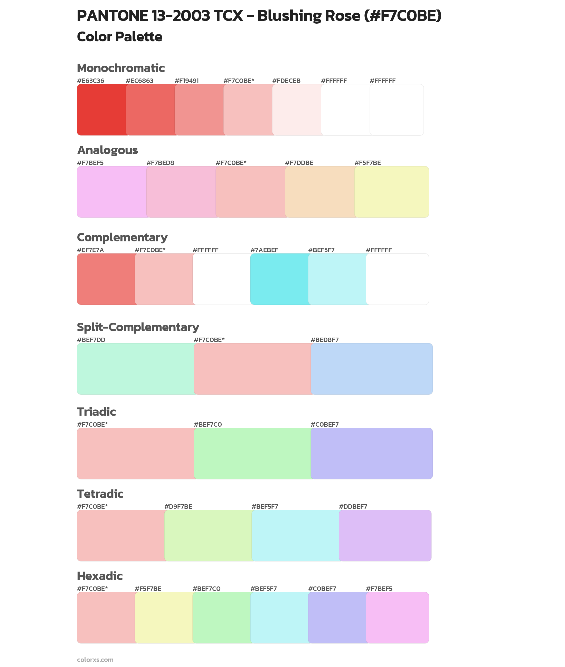 PANTONE 13-2003 TCX - Blushing Rose Color Scheme Palettes