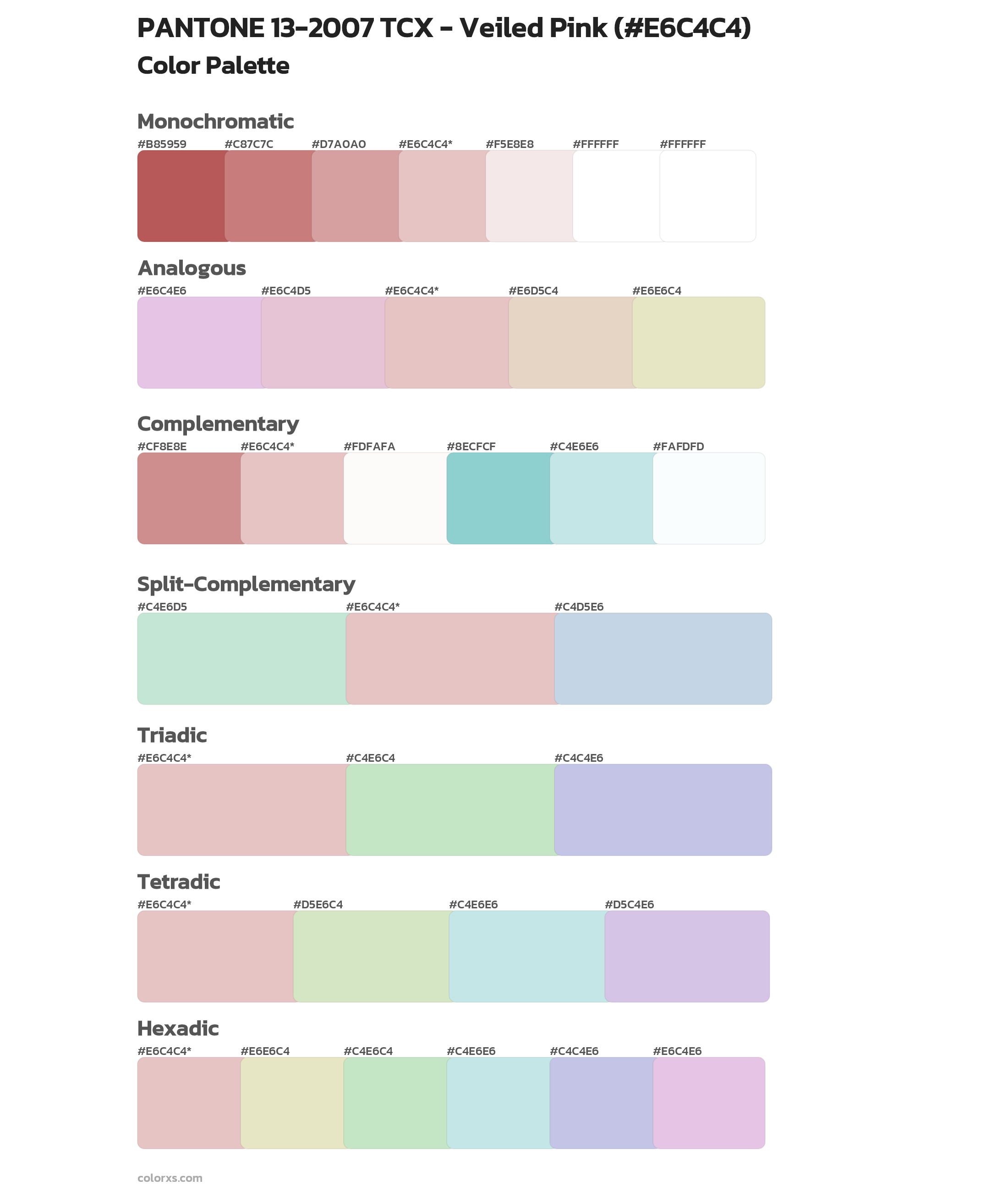 PANTONE 13-2007 TCX - Veiled Pink Color Scheme Palettes