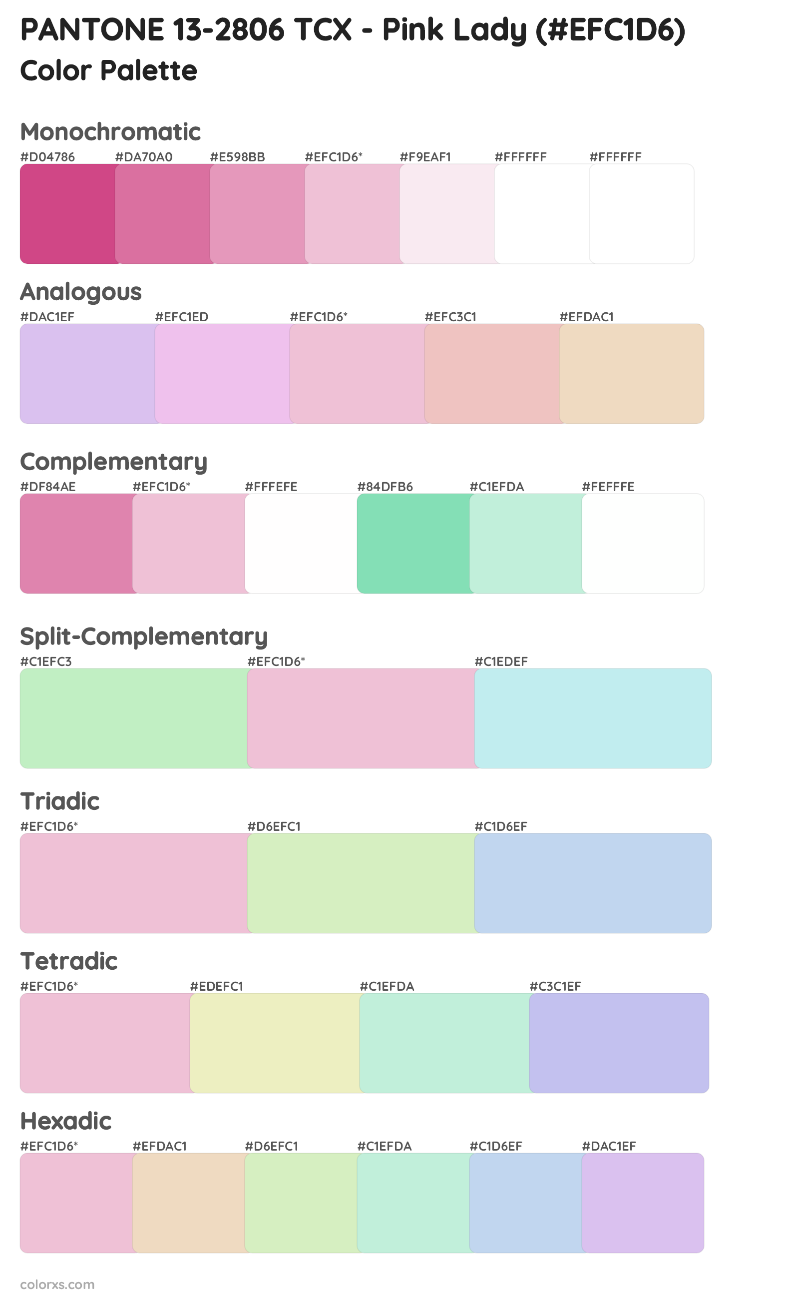 PANTONE 13-2806 TCX - Pink Lady Color Scheme Palettes