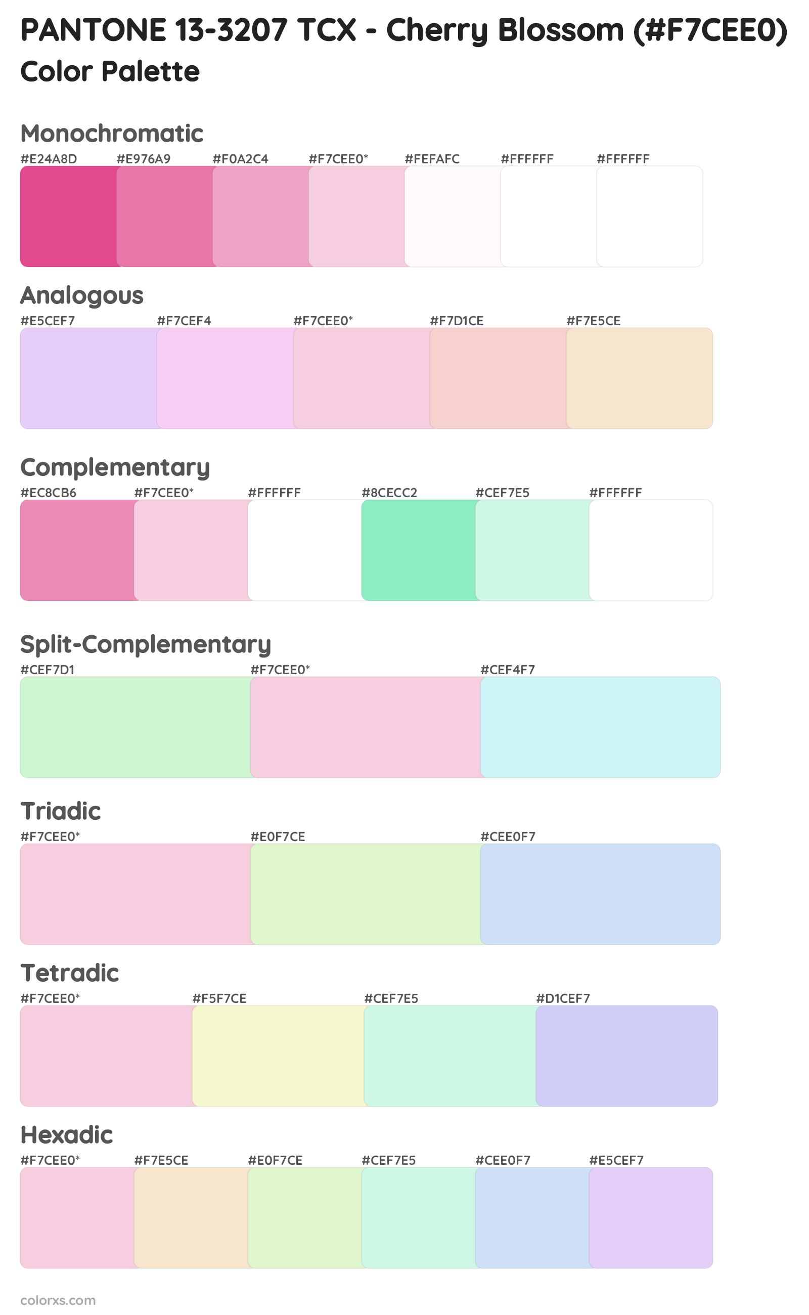 PANTONE 13-3207 TCX - Cherry Blossom Color Scheme Palettes
