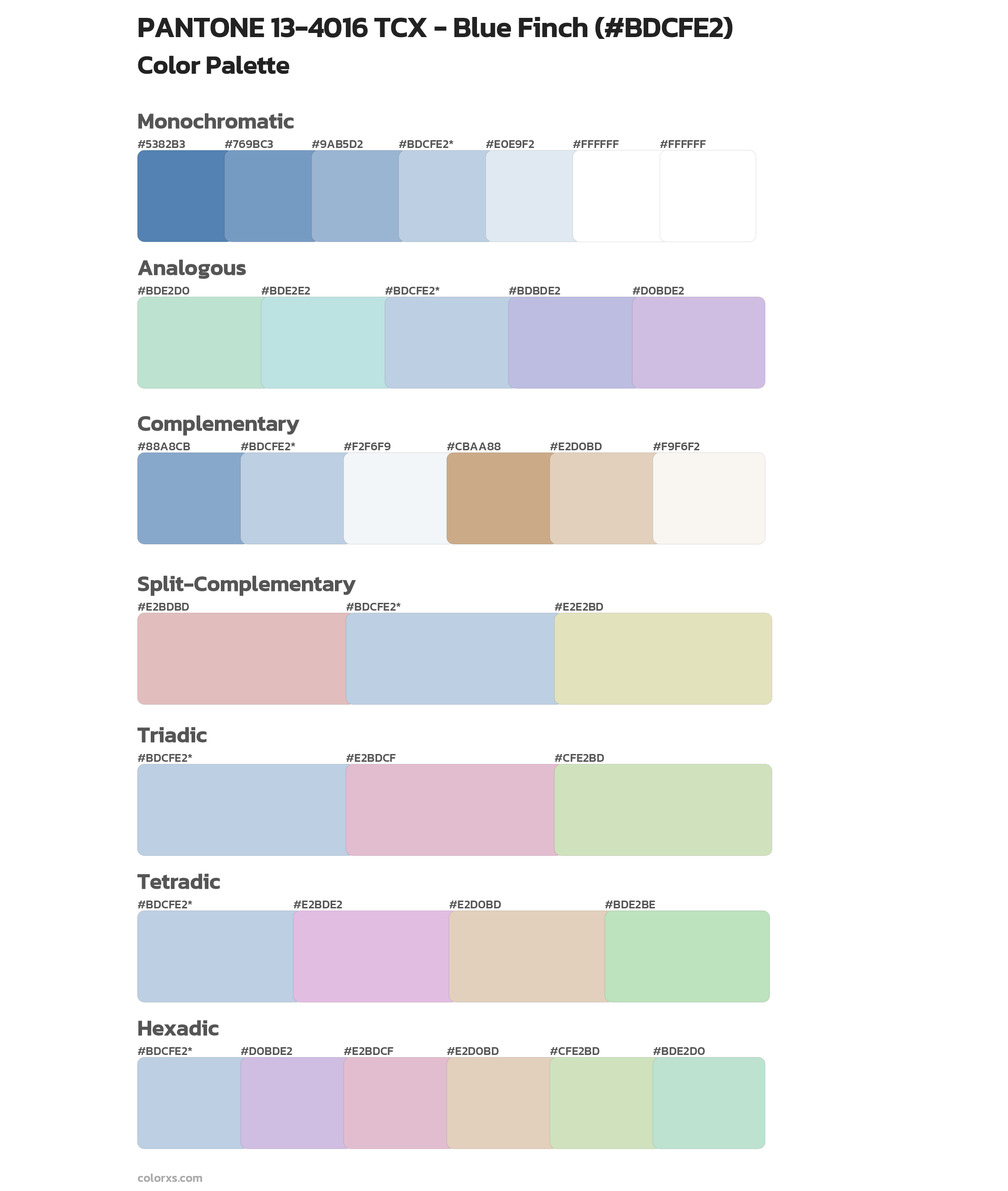 PANTONE 13-4016 TCX - Blue Finch Color Scheme Palettes