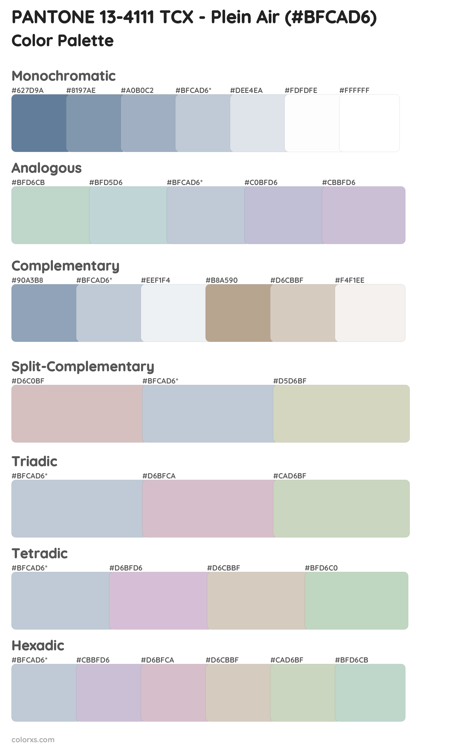 PANTONE 13-4111 TCX - Plein Air Color Scheme Palettes