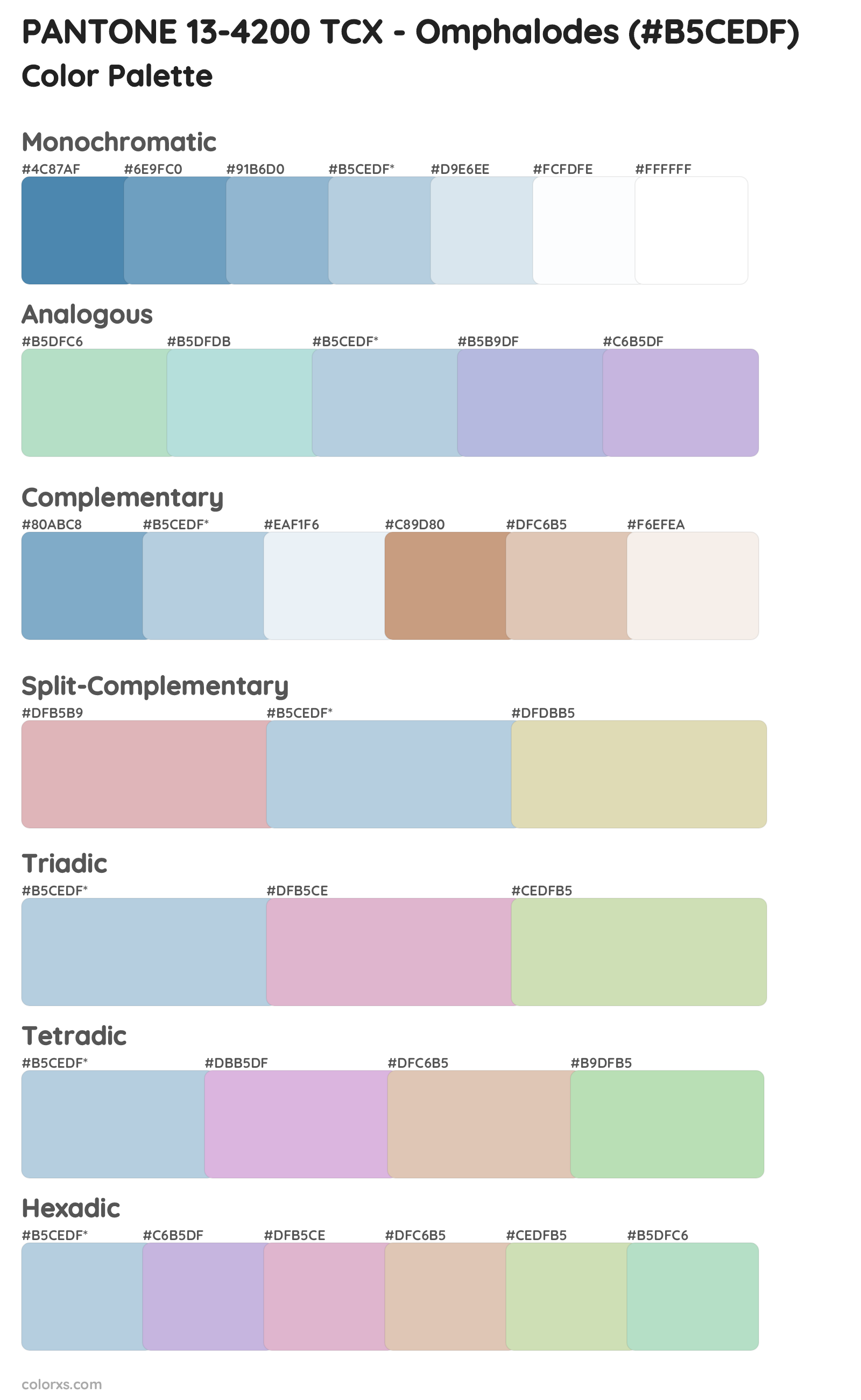 PANTONE 13-4200 TCX - Omphalodes Color Scheme Palettes