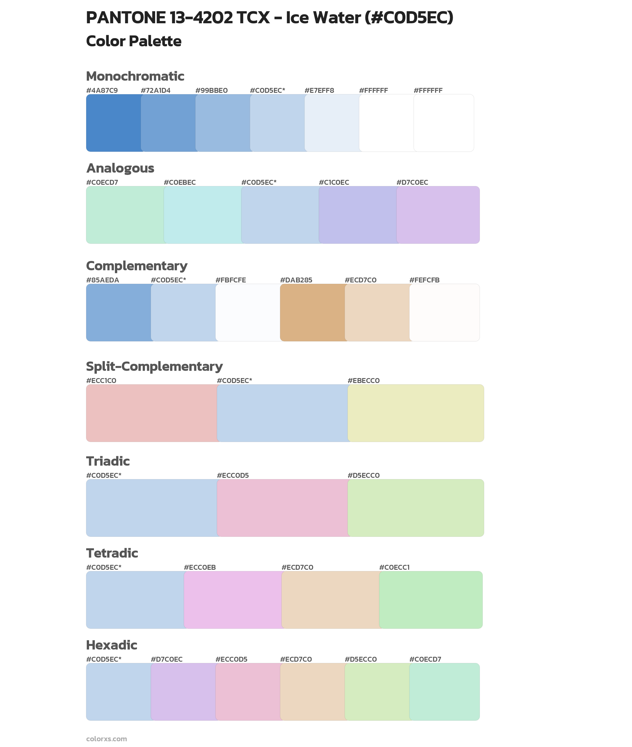 PANTONE 13-4202 TCX - Ice Water Color Scheme Palettes