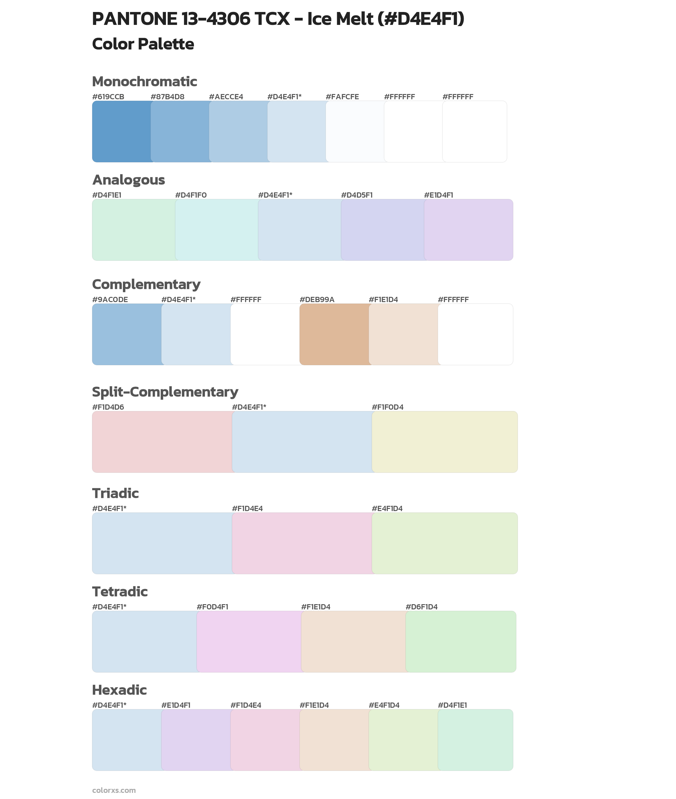 PANTONE 13-4306 TCX - Ice Melt Color Scheme Palettes
