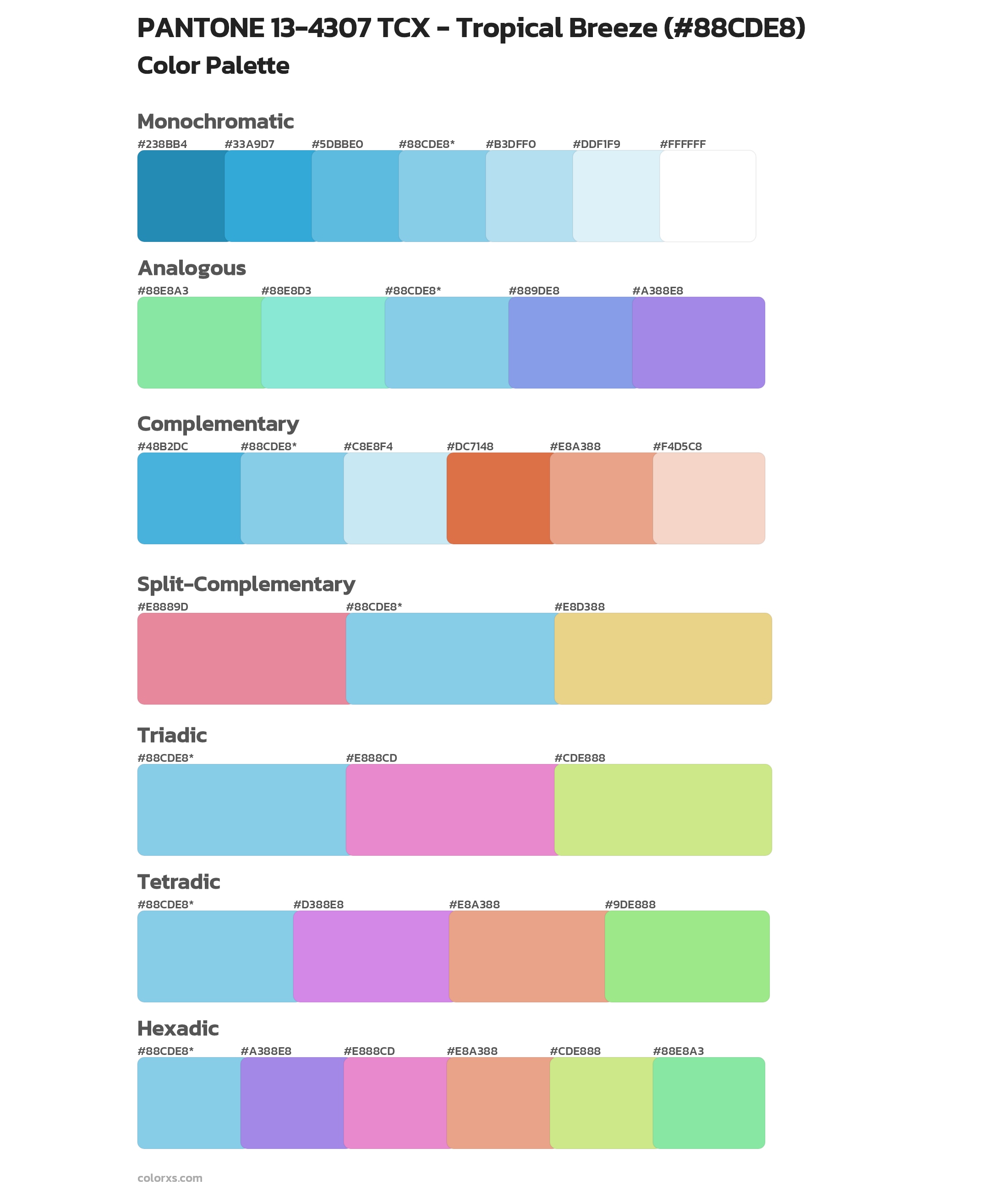 PANTONE 13-4307 TCX - Tropical Breeze Color Scheme Palettes