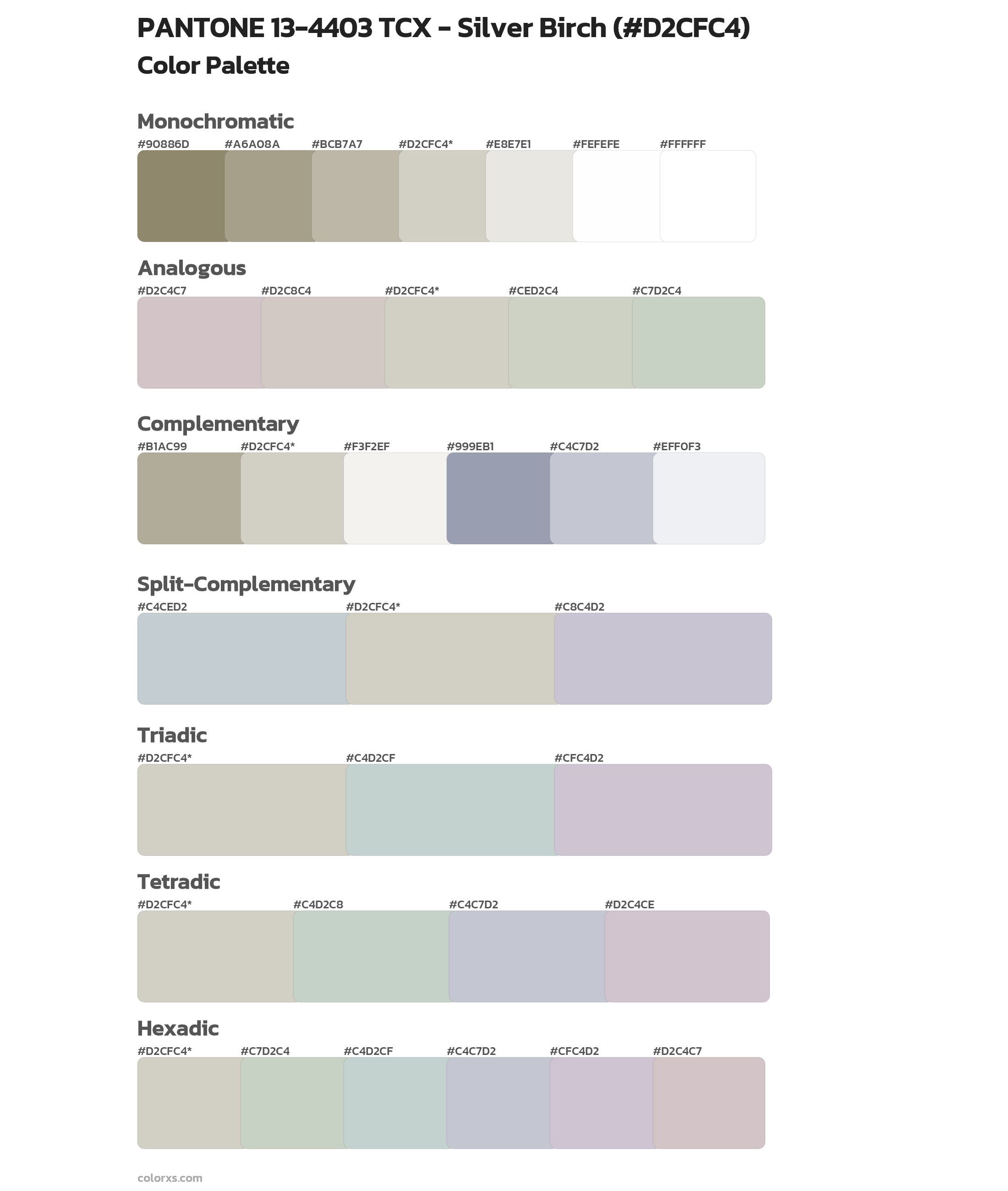 PANTONE 13-4403 TCX - Silver Birch Color Scheme Palettes