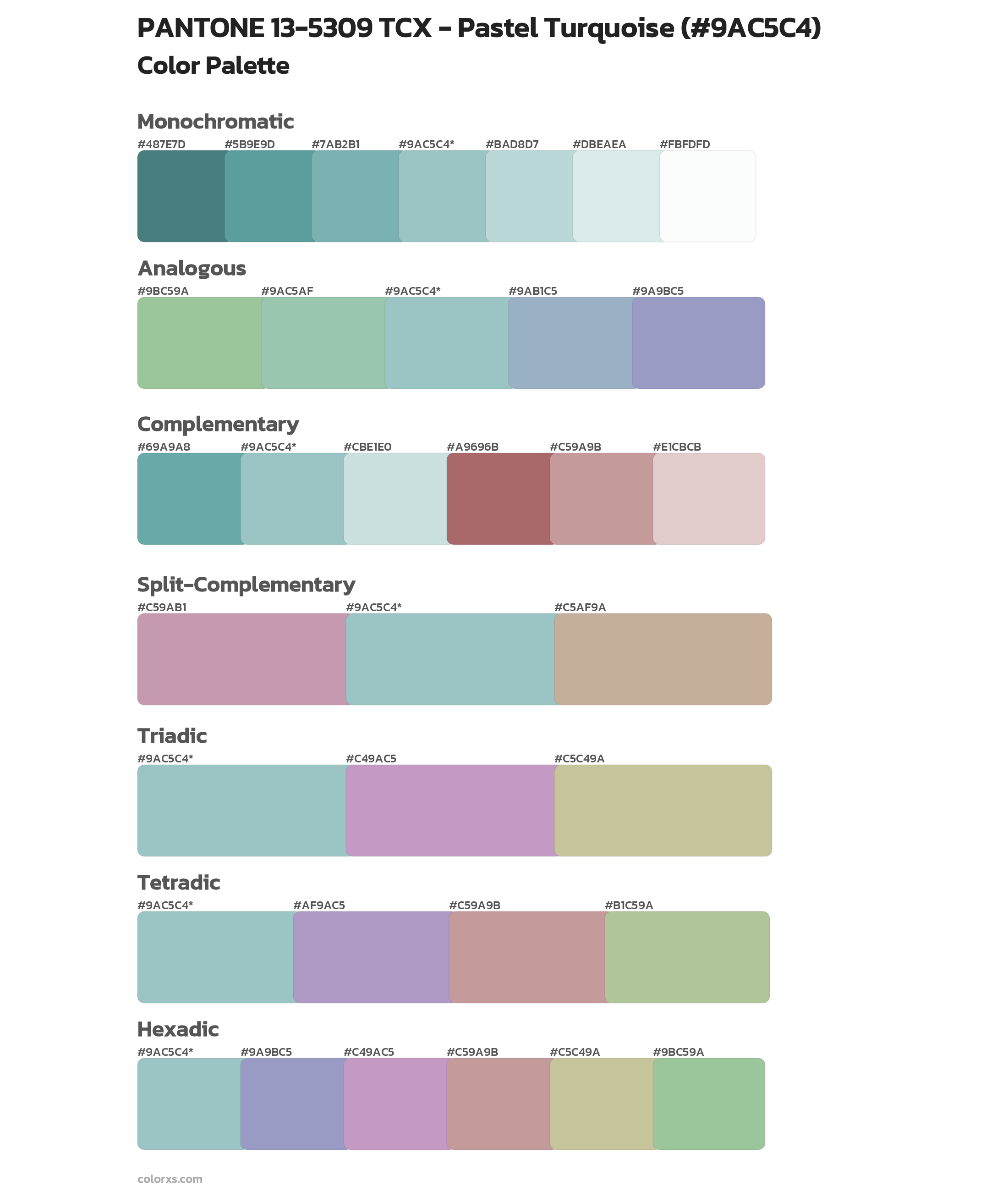 PANTONE 135309 TCX Pastel Turquoise color palettes and color scheme