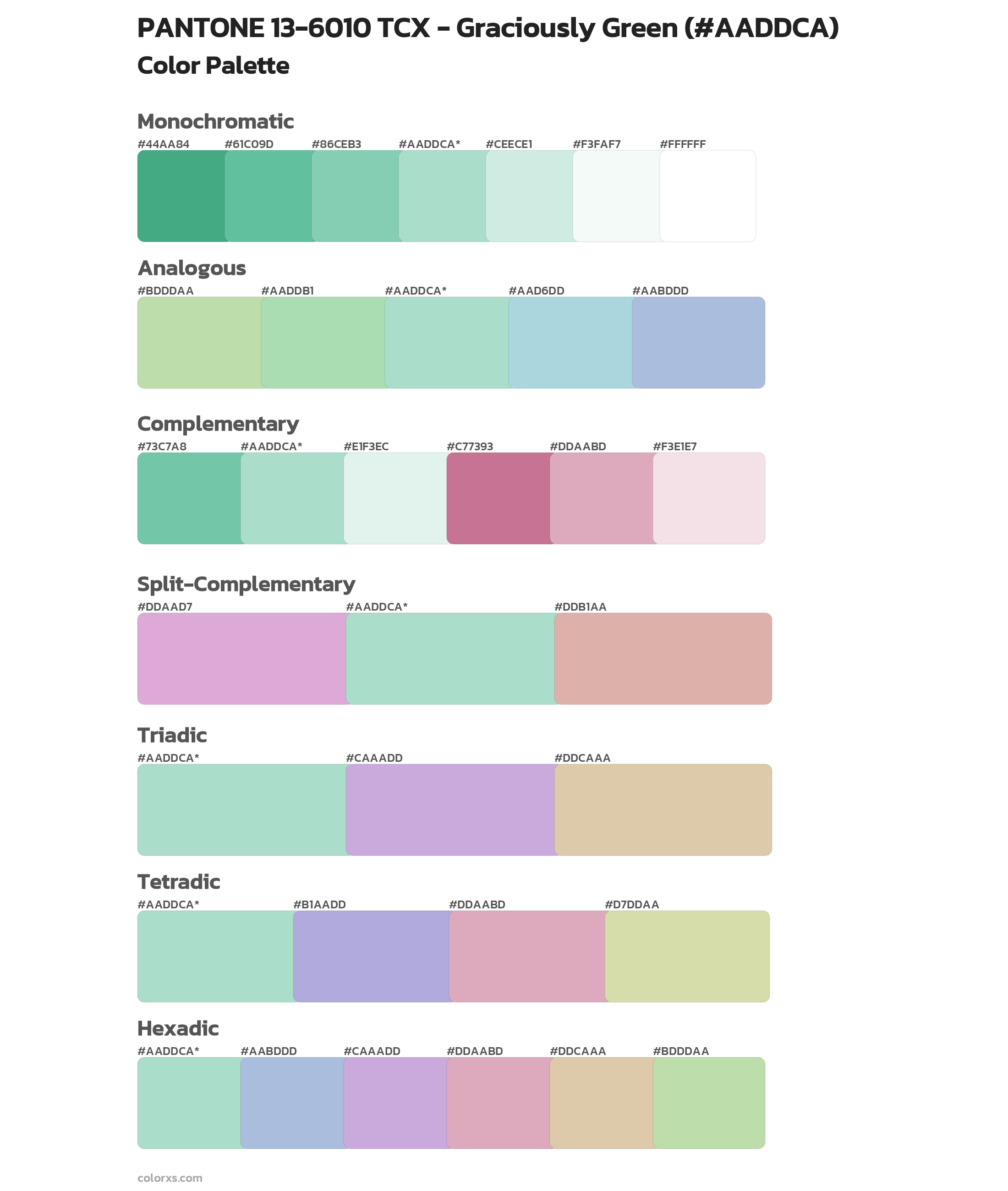 PANTONE 13-6010 TCX - Graciously Green Color Scheme Palettes