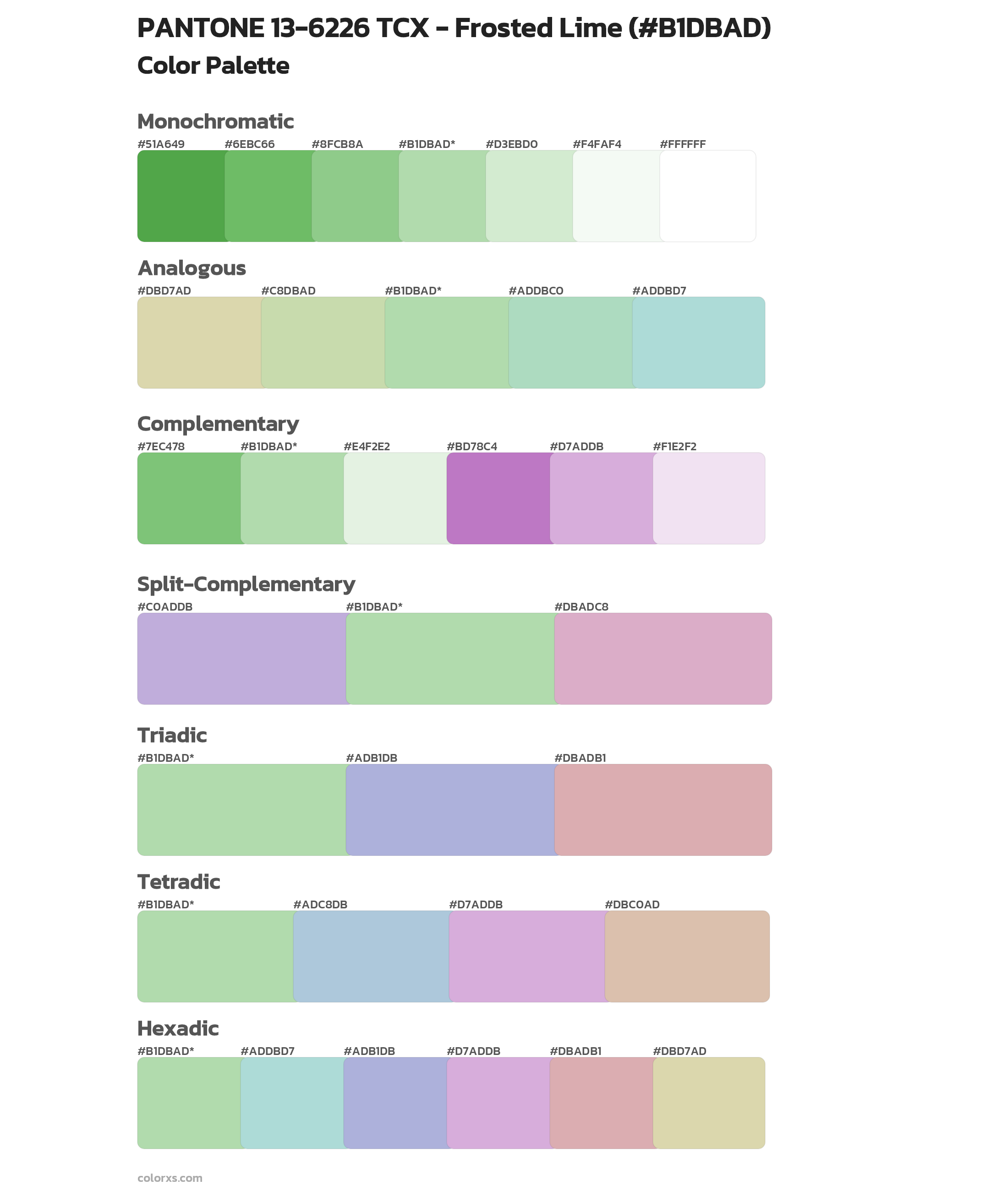PANTONE 13-6226 TCX - Frosted Lime Color Scheme Palettes