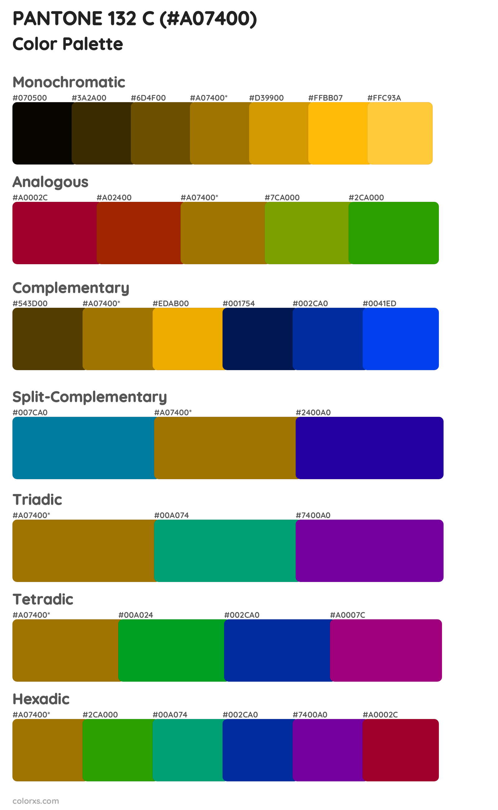 PANTONE 132 C Color Scheme Palettes