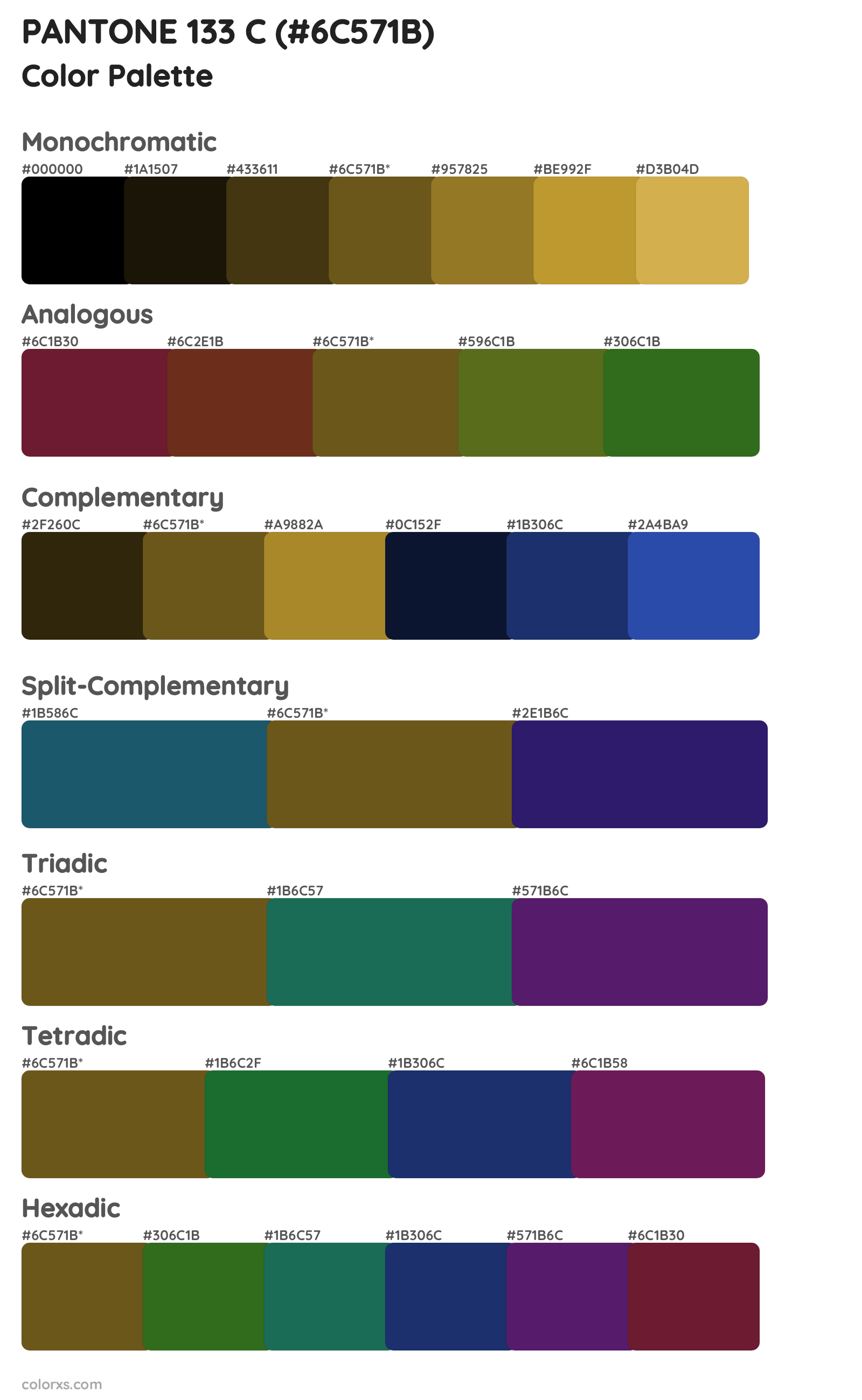 PANTONE 133 C Color Scheme Palettes