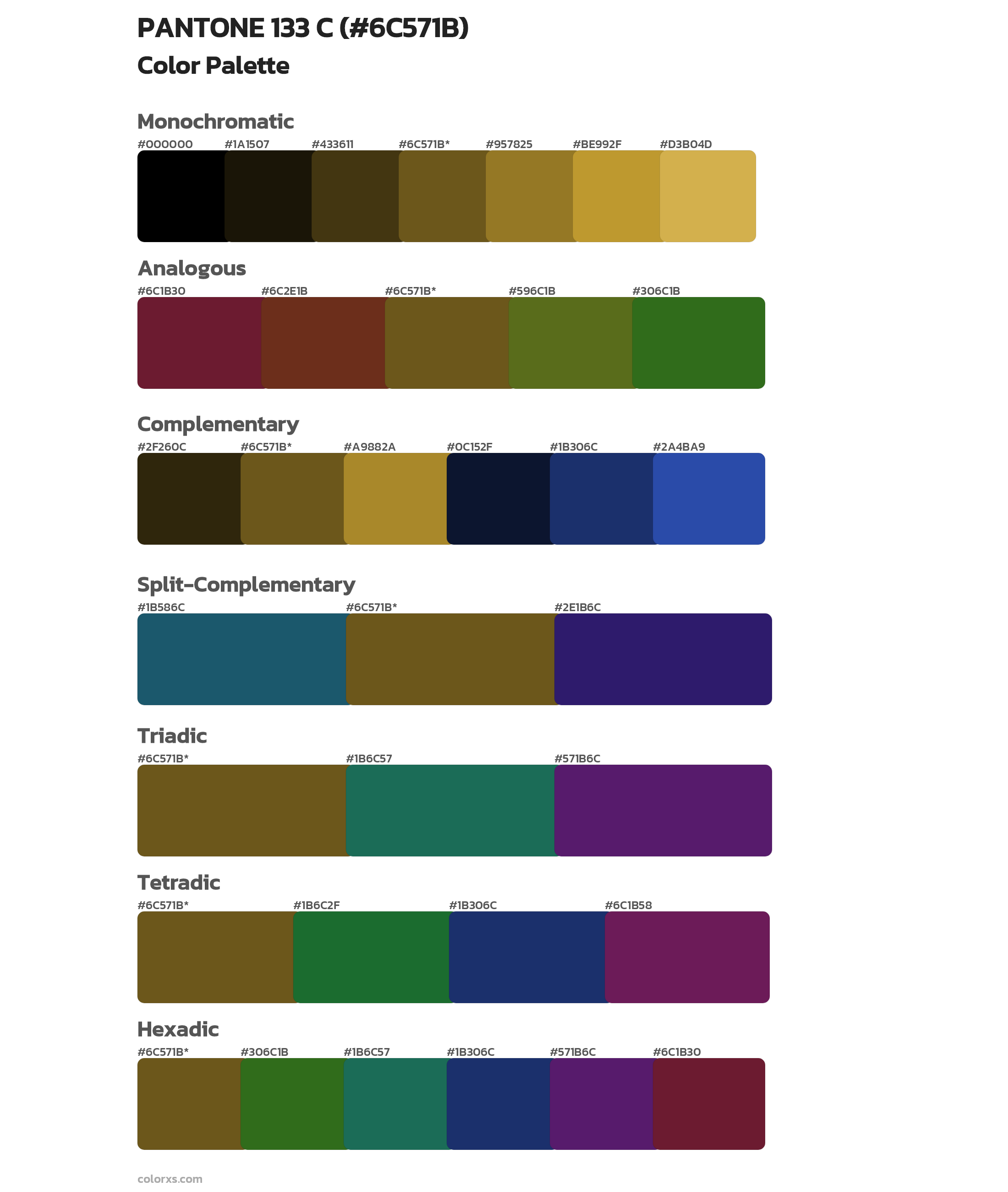 PANTONE 133 C Color Scheme Palettes