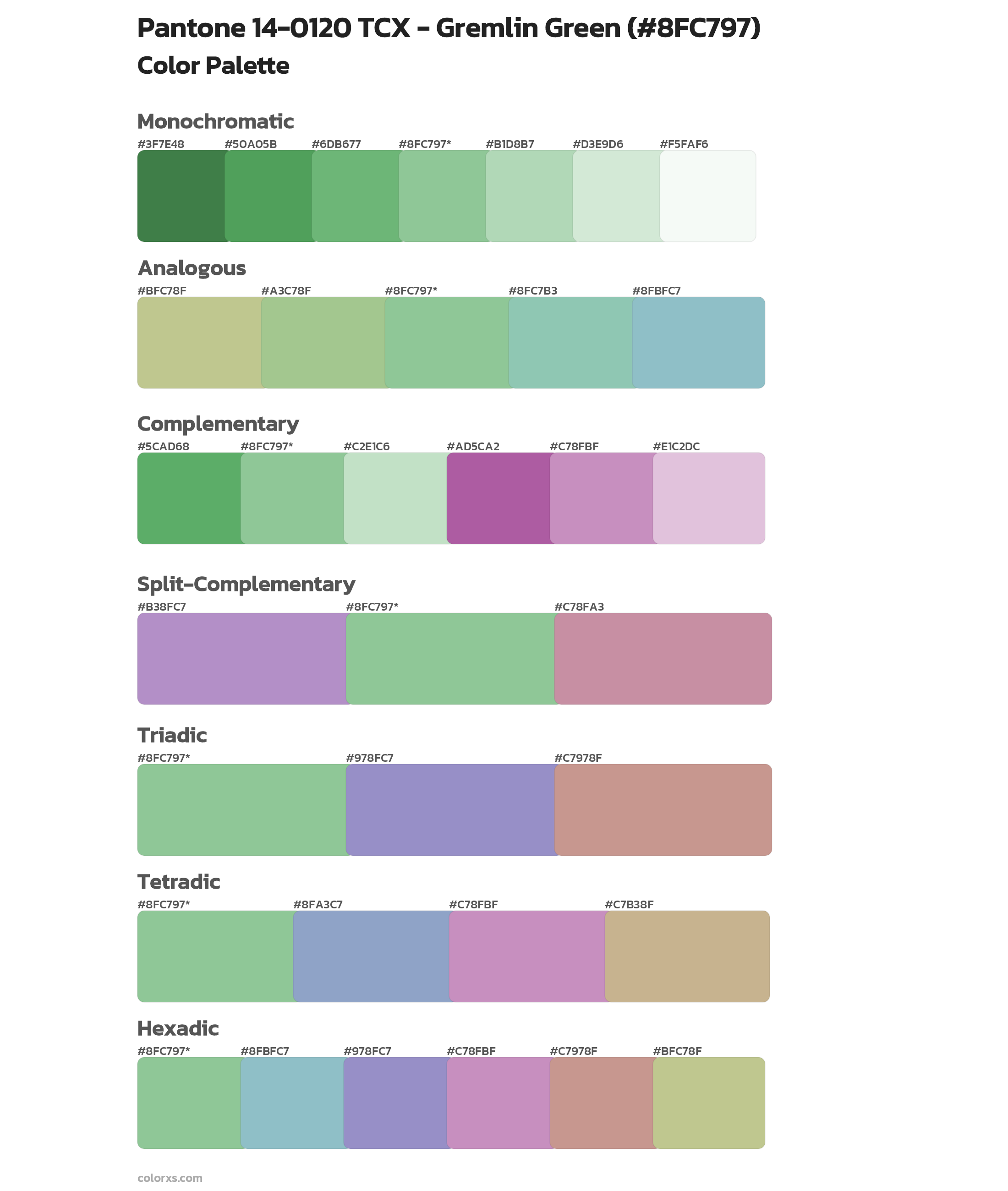 Pantone 14-0120 TCX - Gremlin Green Color Scheme Palettes