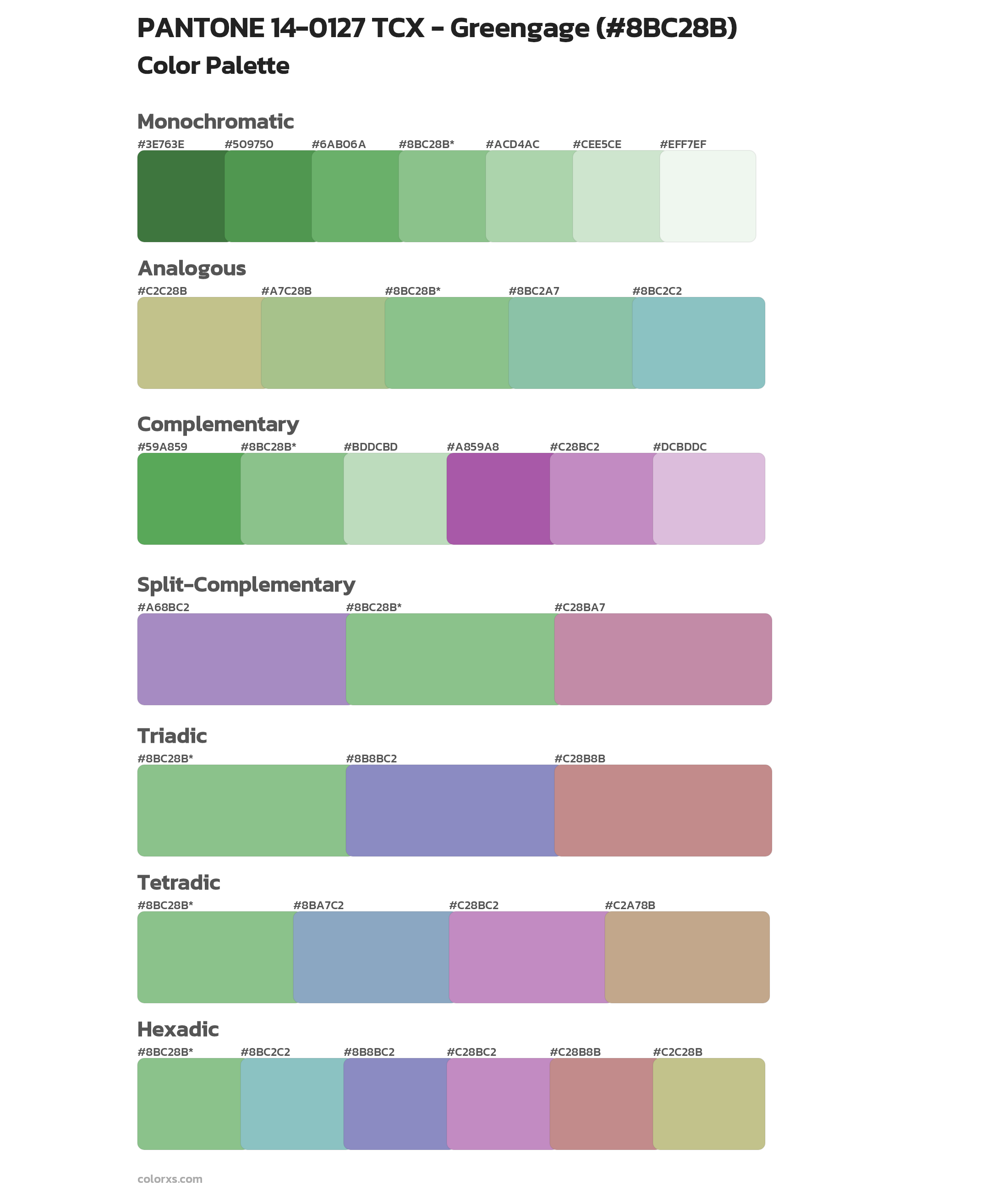 PANTONE 14-0127 TCX - Greengage Color Scheme Palettes