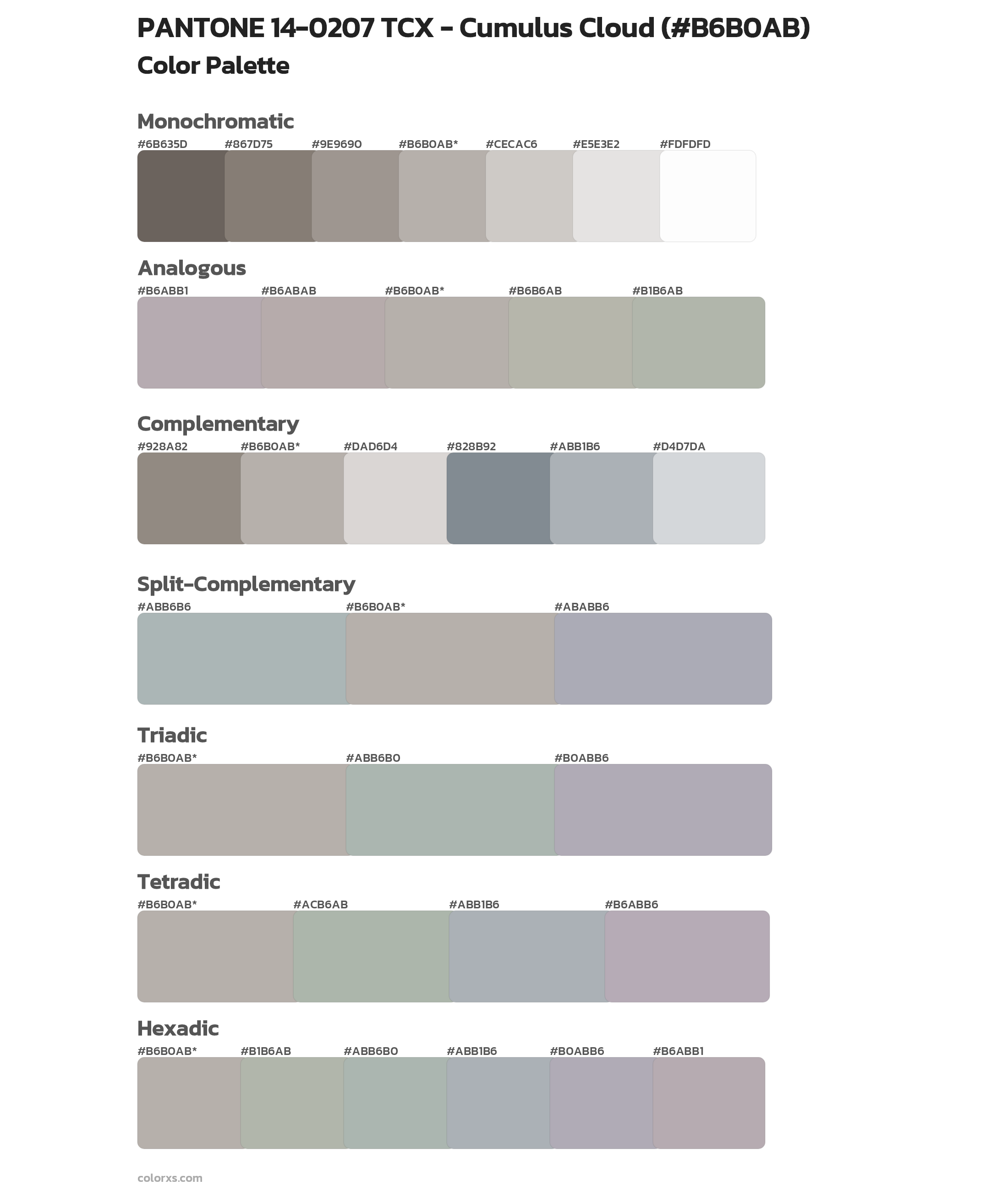 PANTONE 14-0207 TCX - Cumulus Cloud Color Scheme Palettes