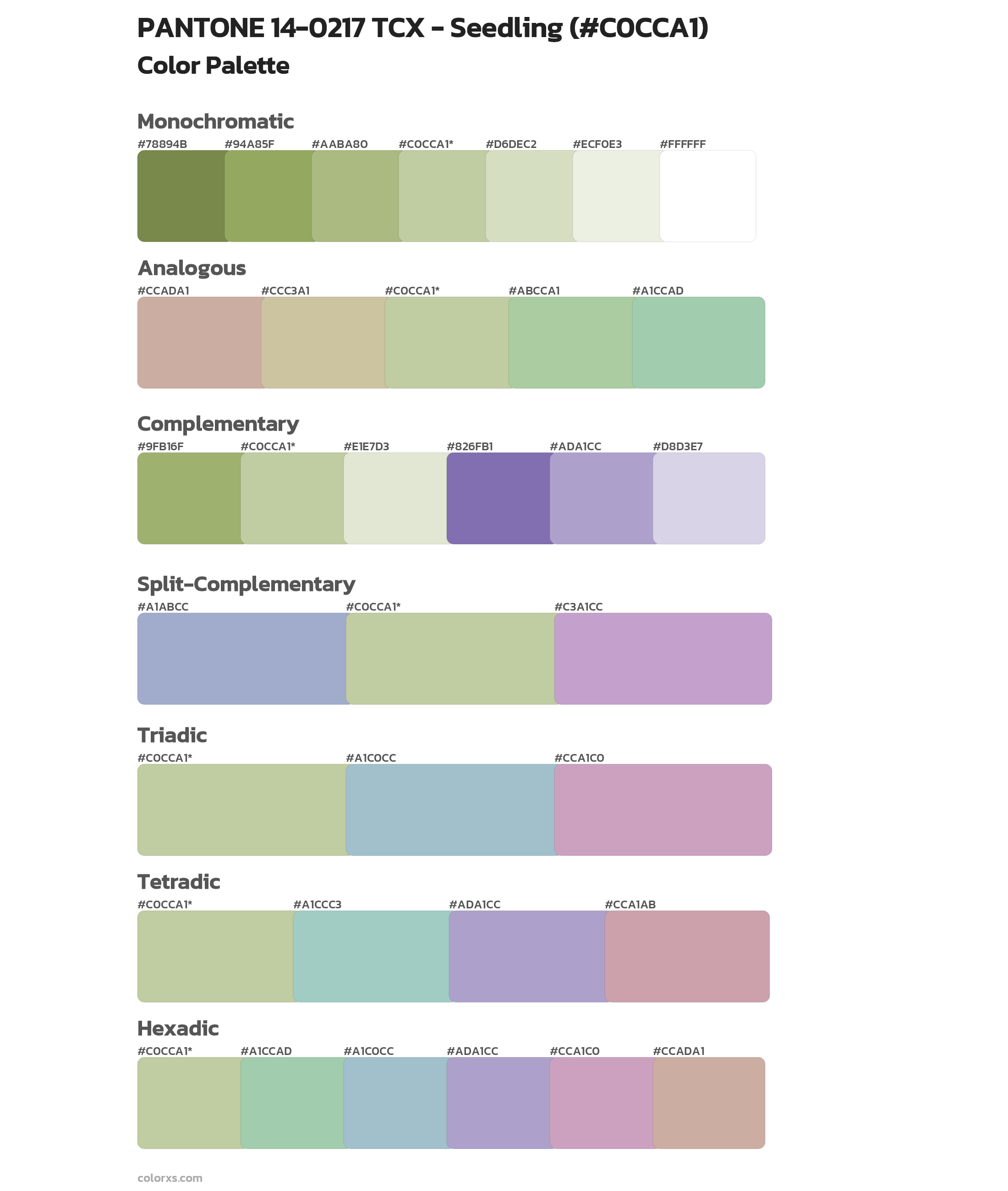 PANTONE 14-0217 TCX - Seedling Color Scheme Palettes