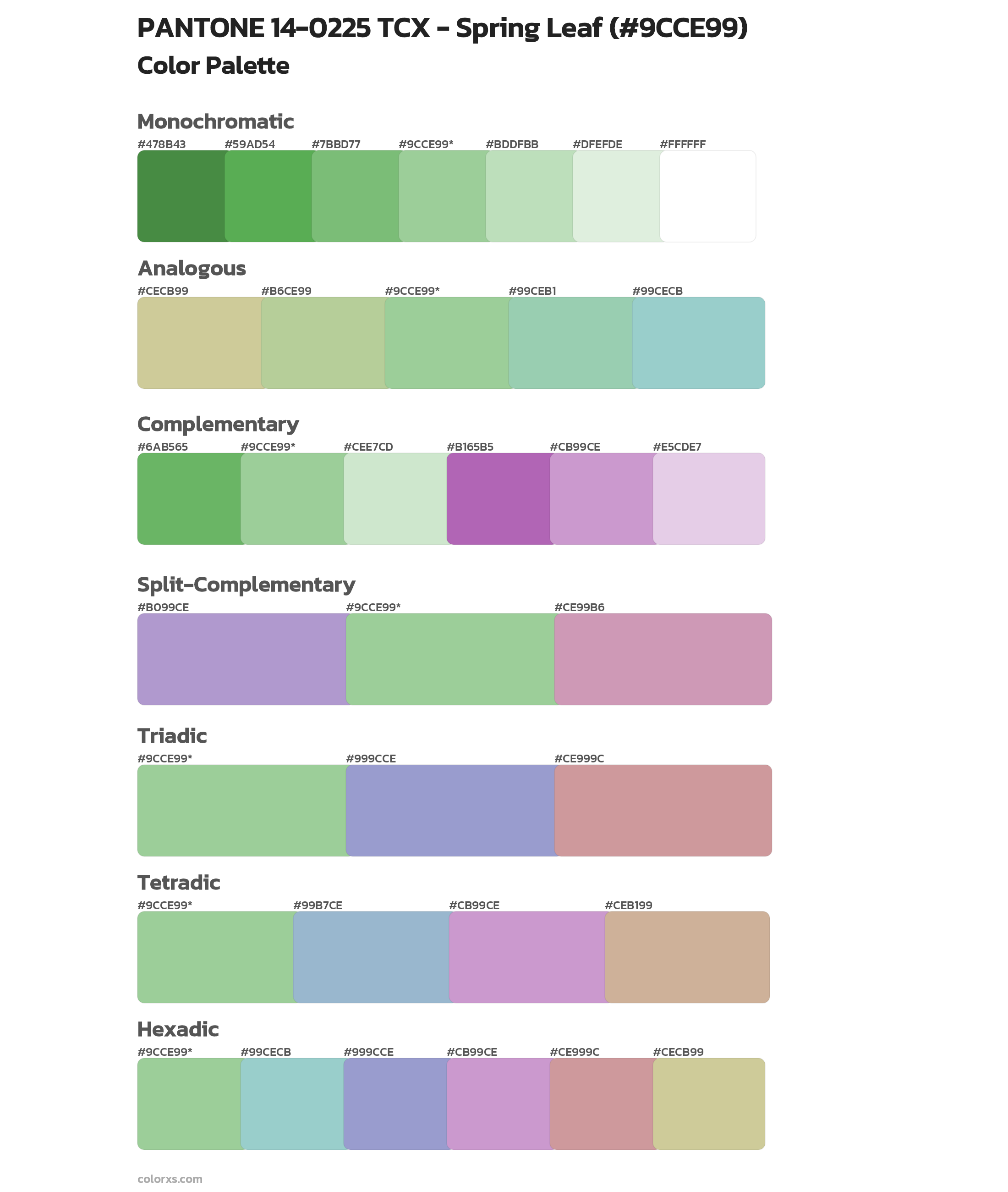 PANTONE 14-0225 TCX - Spring Leaf Color Scheme Palettes
