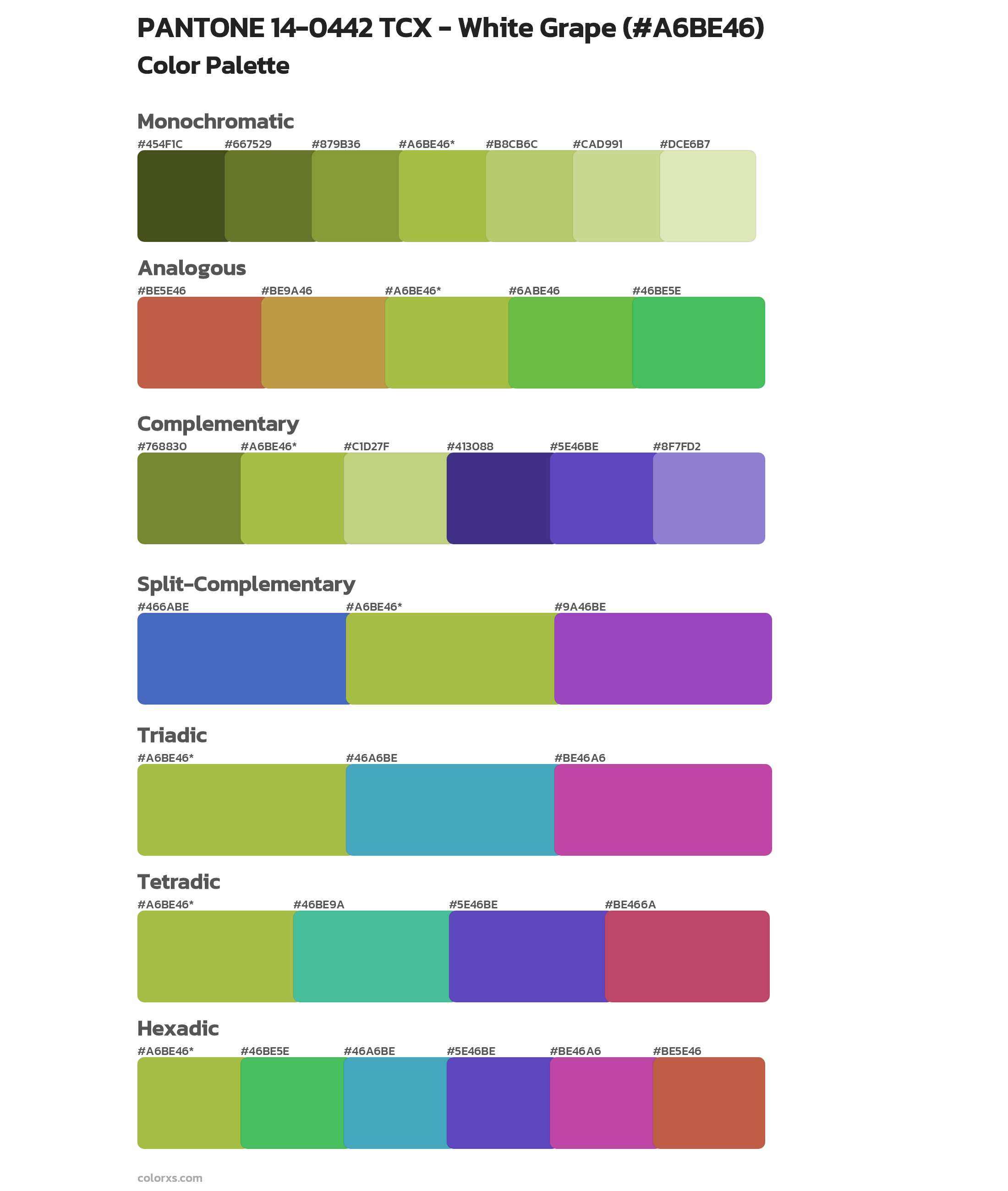PANTONE 14-0442 TCX - White Grape Color Scheme Palettes