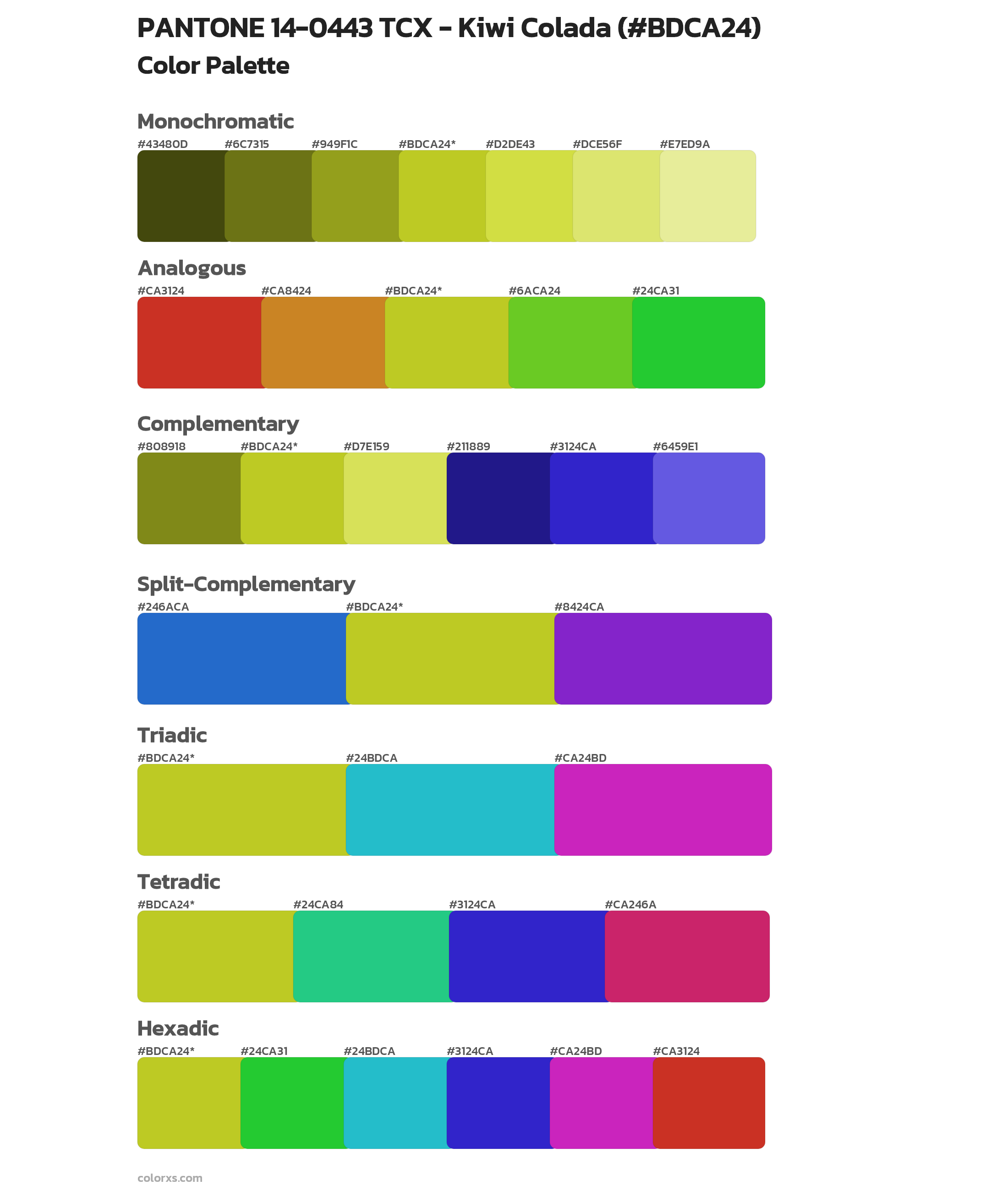 PANTONE 14-0443 TCX - Kiwi Colada Color Scheme Palettes