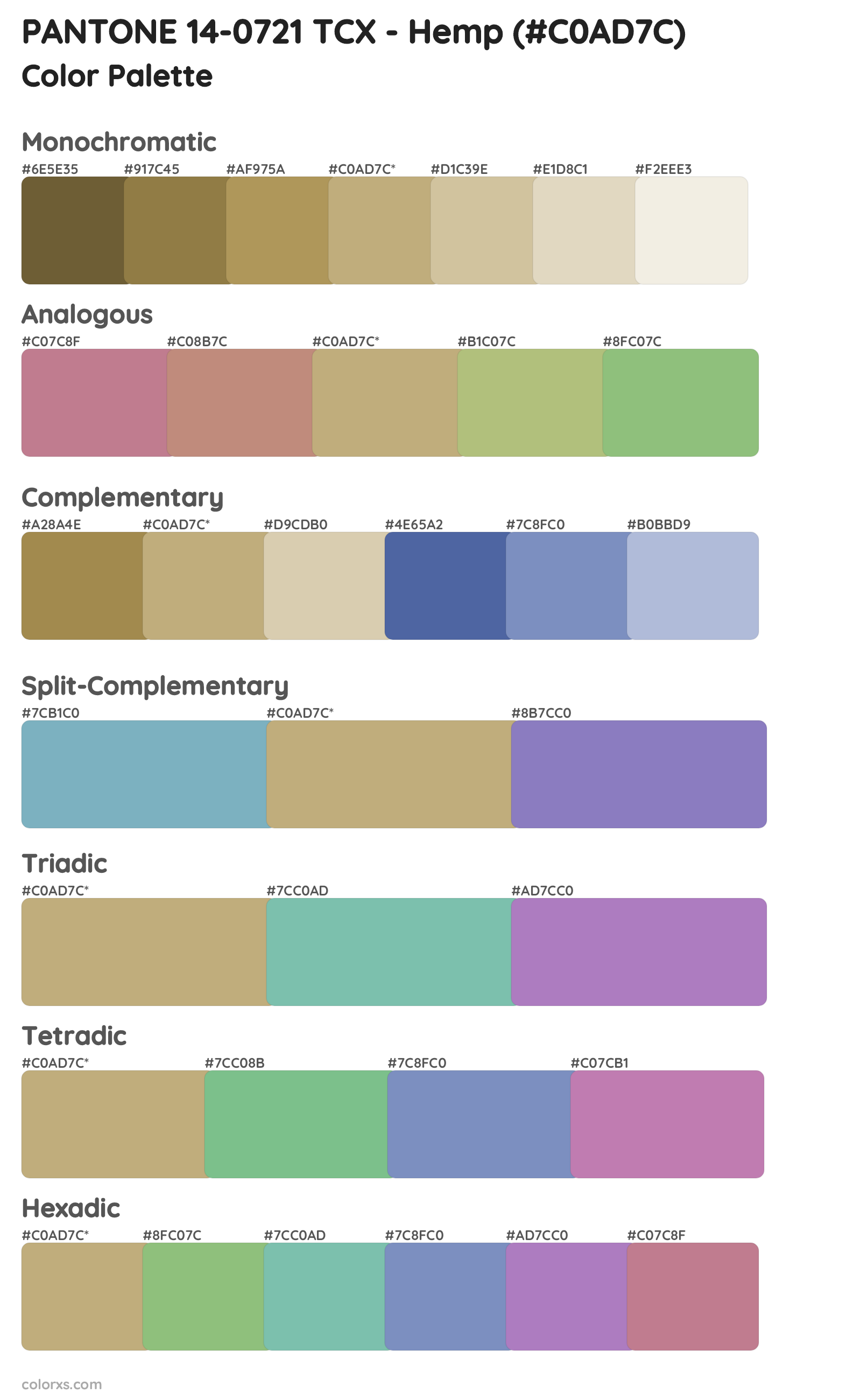 PANTONE 14-0721 TCX - Hemp Color Scheme Palettes