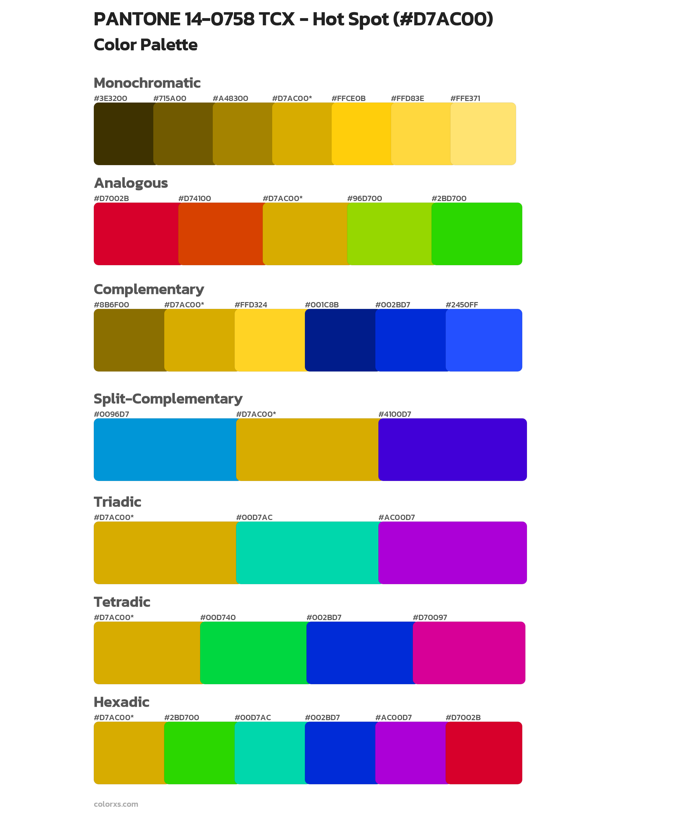 PANTONE 14-0758 TCX - Hot Spot Color Scheme Palettes