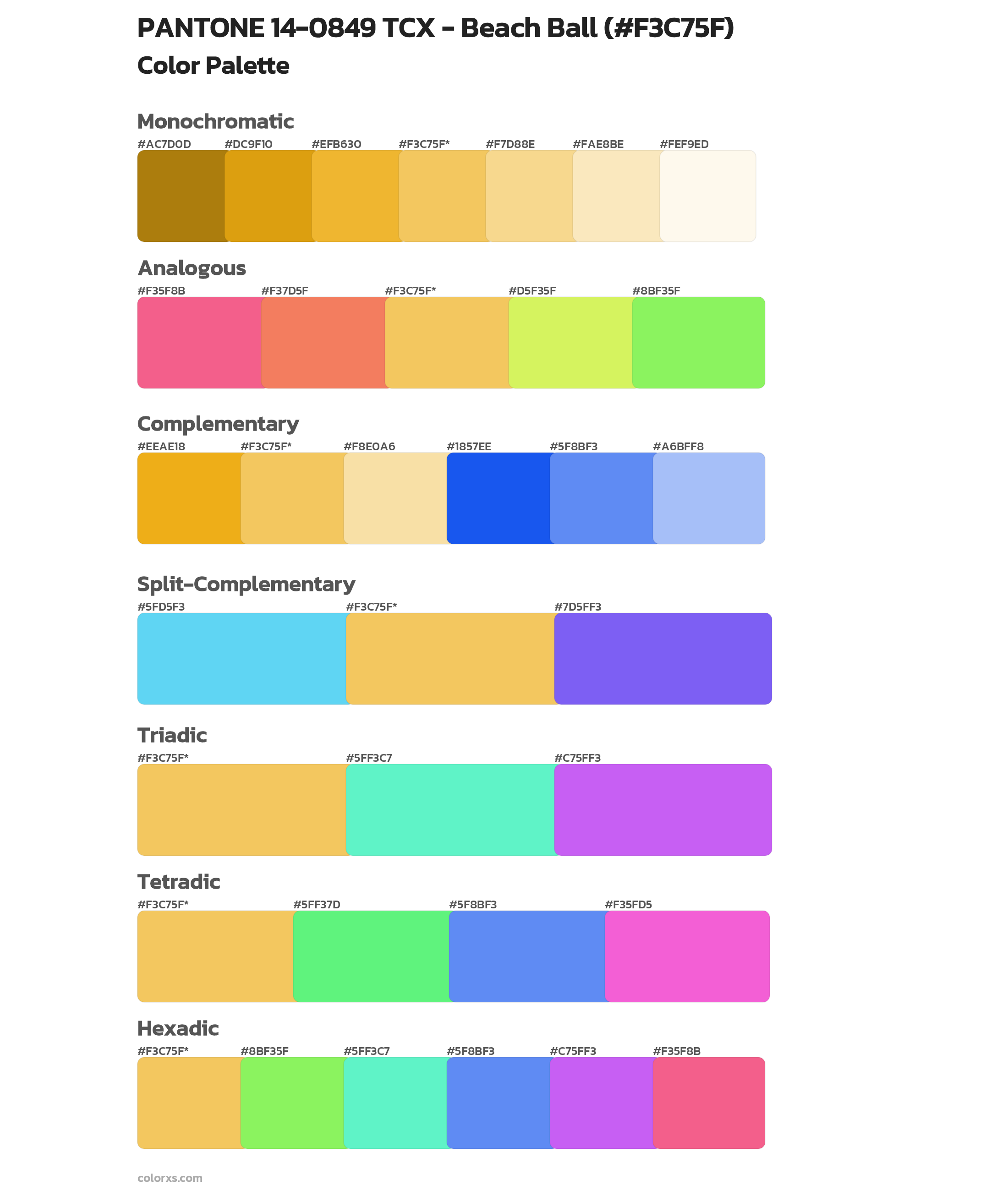 PANTONE 14-0849 TCX - Beach Ball Color Scheme Palettes