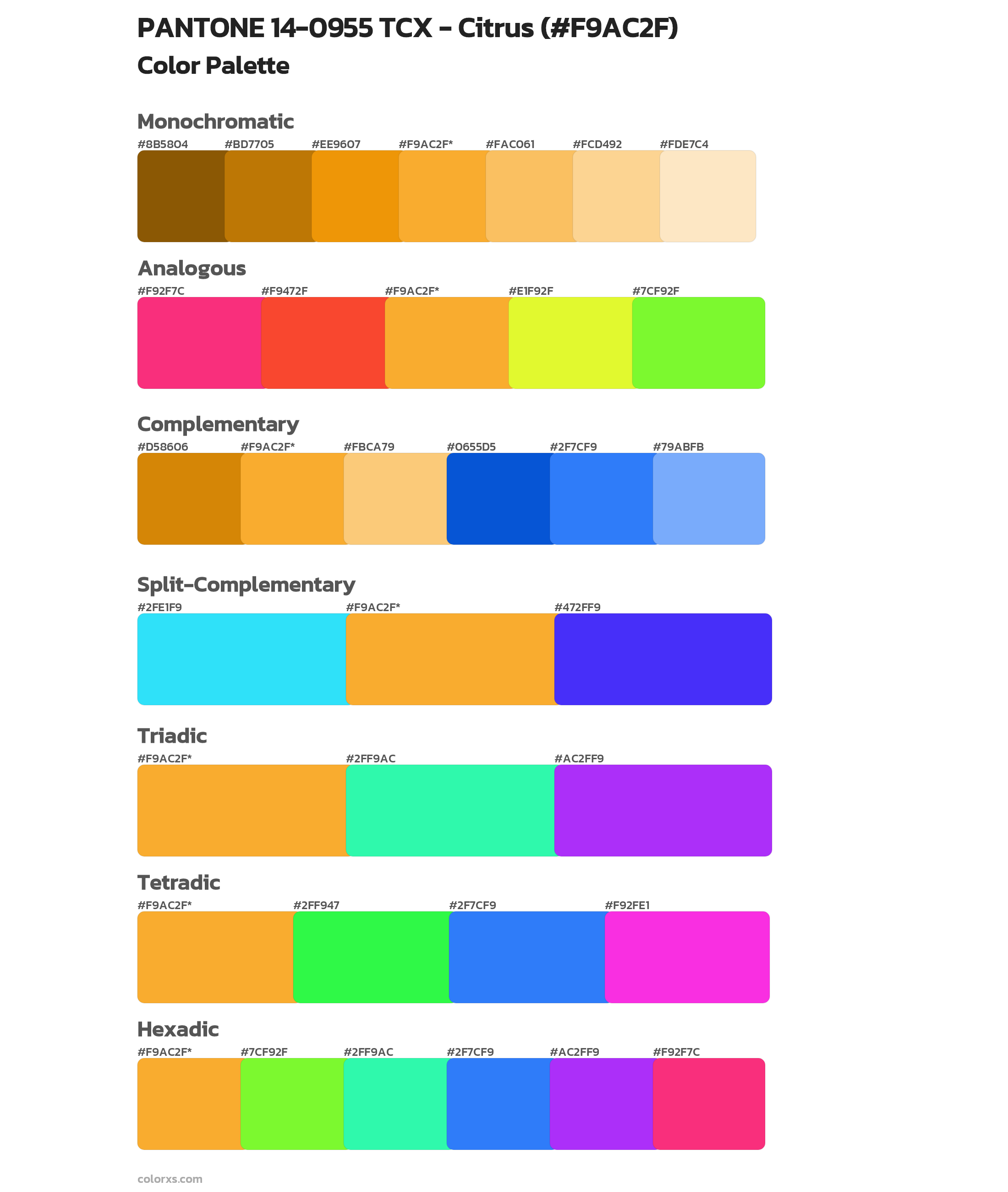 PANTONE 14-0955 TCX - Citrus Color Scheme Palettes