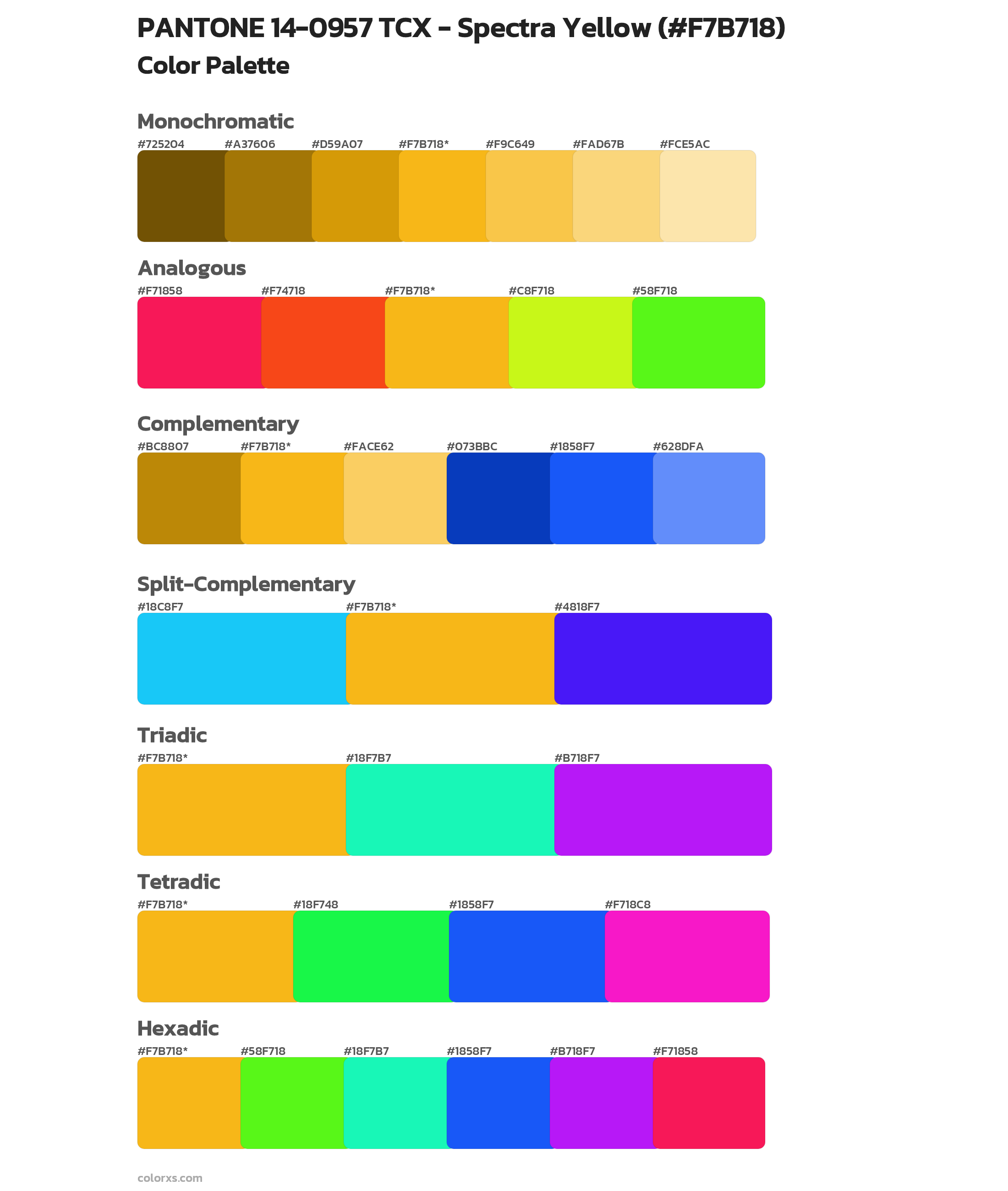 PANTONE 14-0957 TCX - Spectra Yellow Color Scheme Palettes