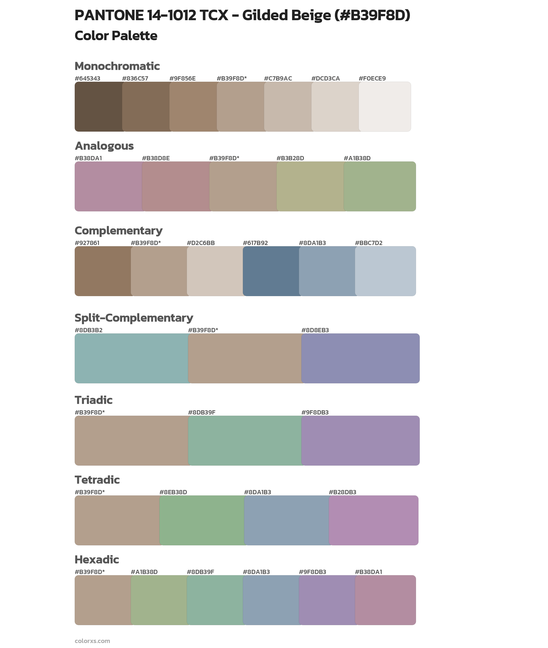 PANTONE 14-1012 TCX - Gilded Beige Color Scheme Palettes