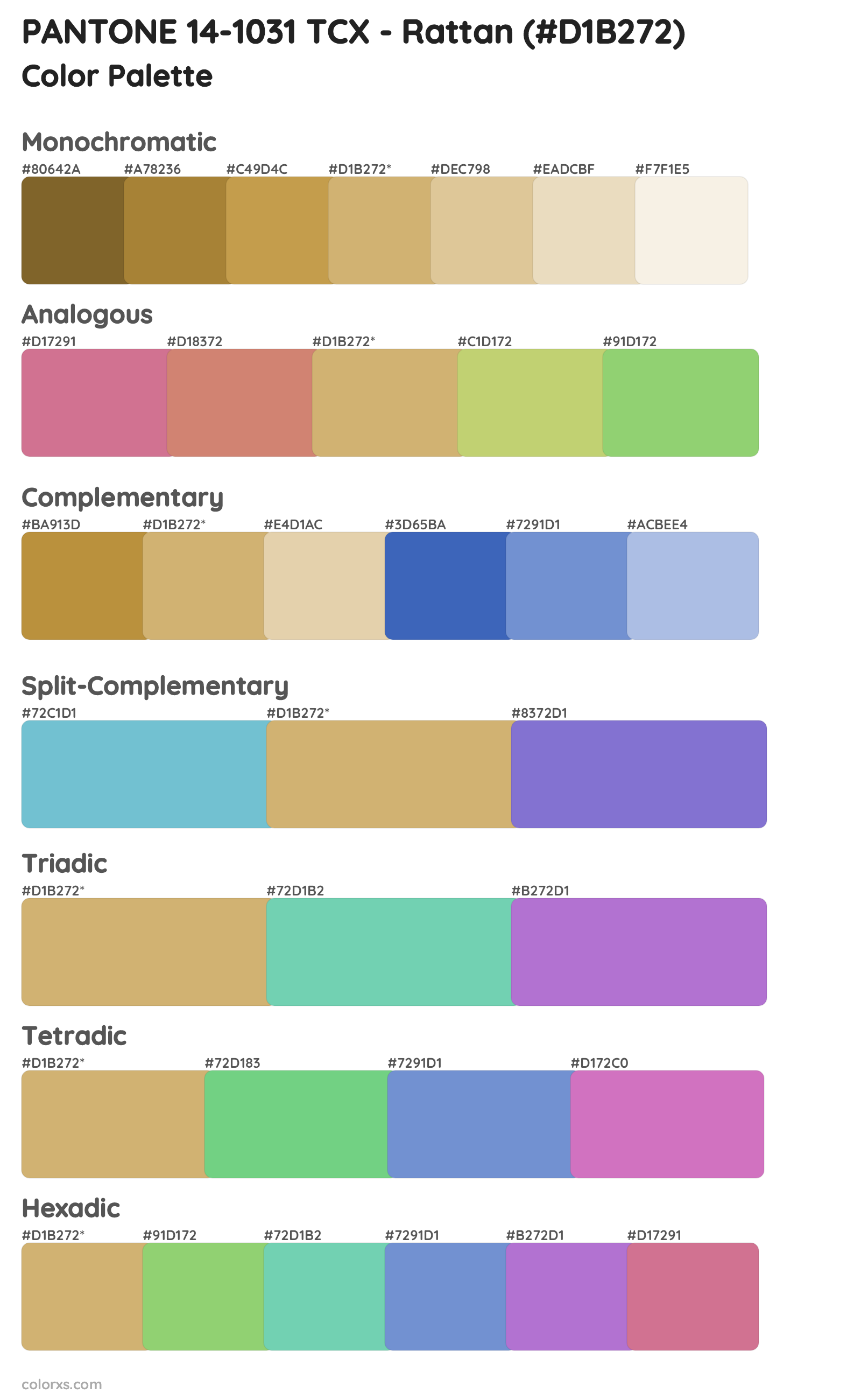 PANTONE 14-1031 TCX - Rattan Color Scheme Palettes