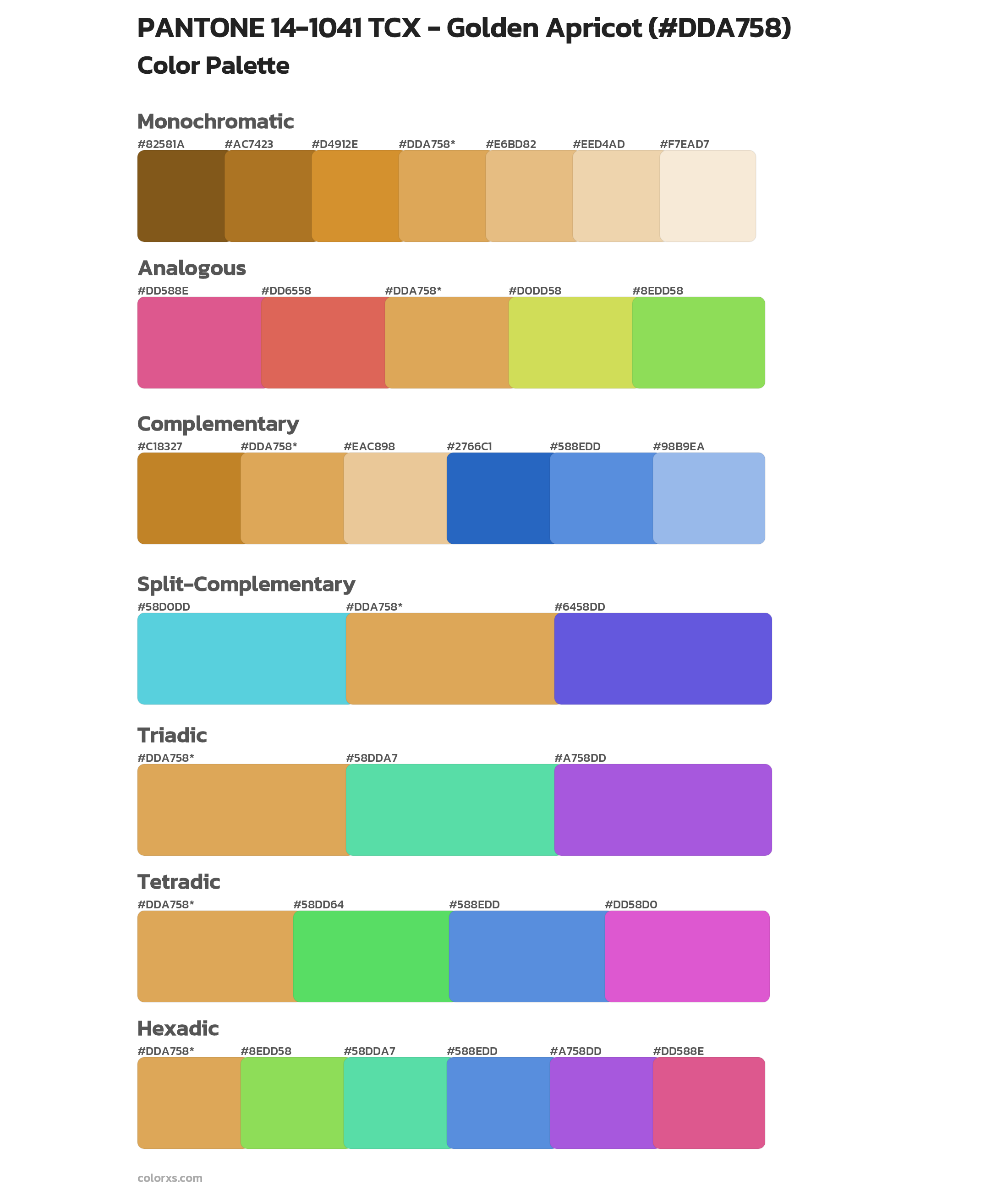 PANTONE 14-1041 TCX - Golden Apricot Color Scheme Palettes