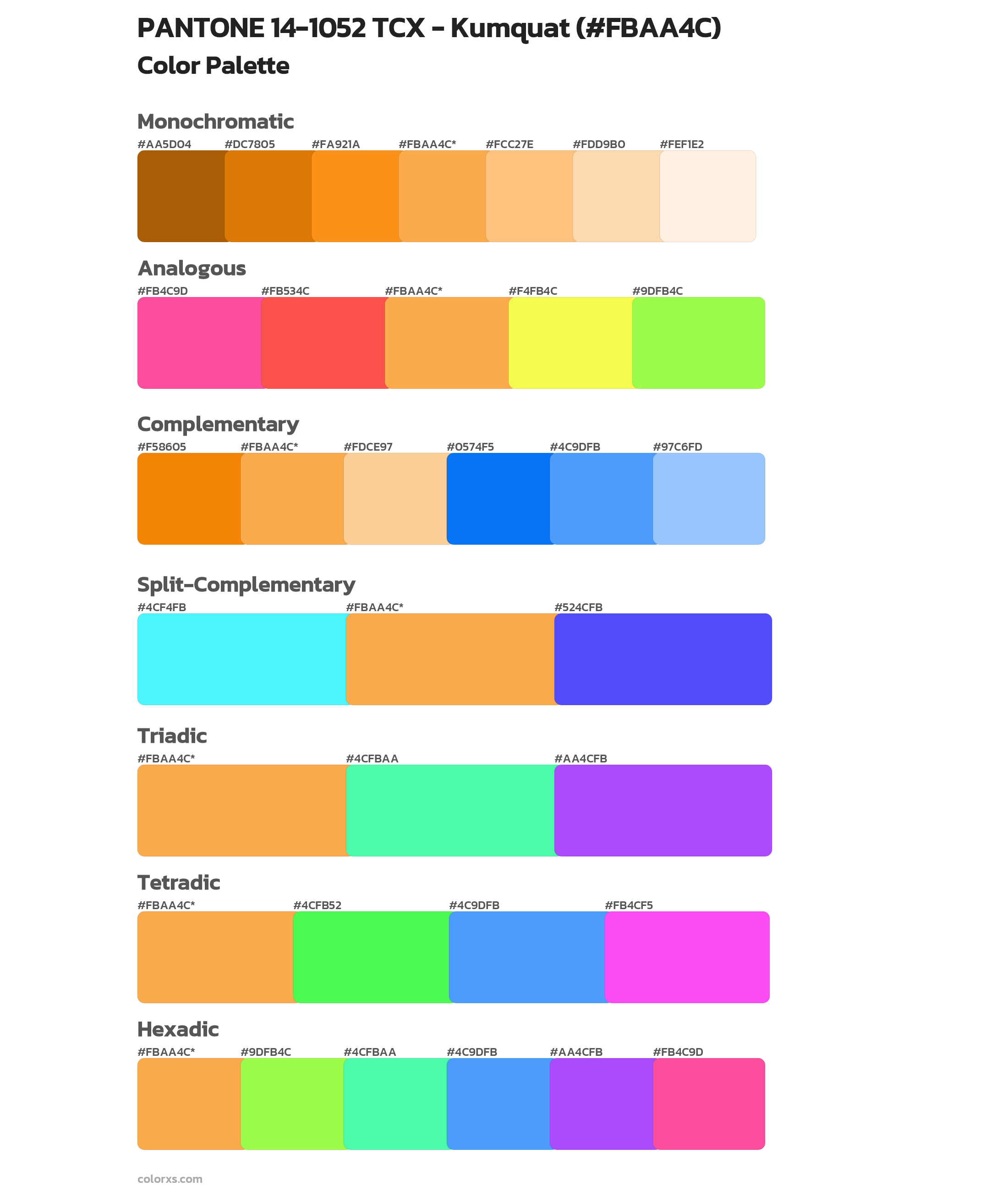 PANTONE 14-1052 TCX - Kumquat Color Scheme Palettes