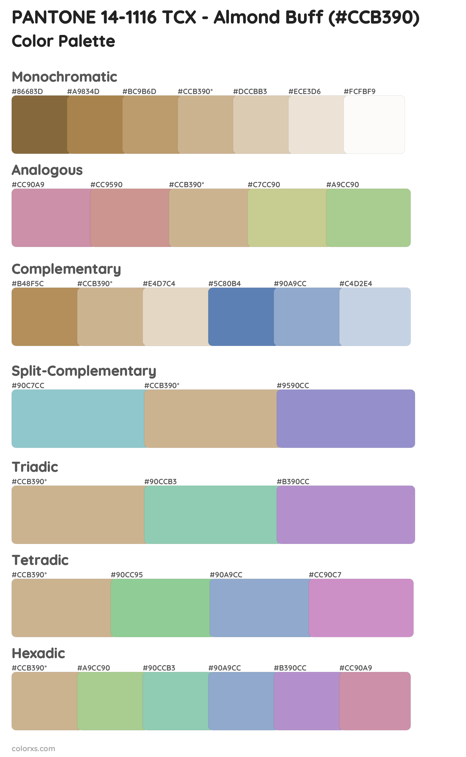 PANTONE 14-1116 TCX - Almond Buff Color Scheme Palettes