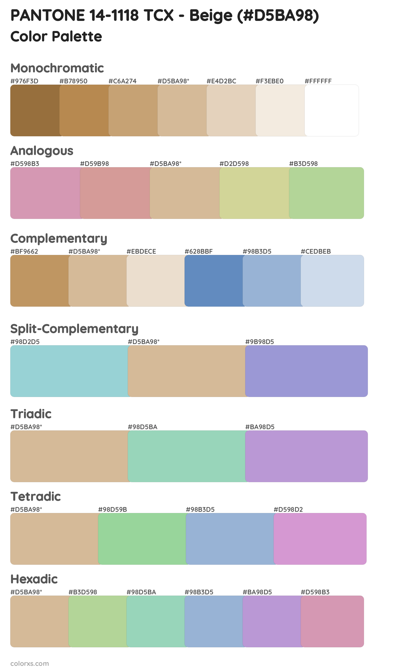 PANTONE 14-1118 TCX - Beige Color Scheme Palettes