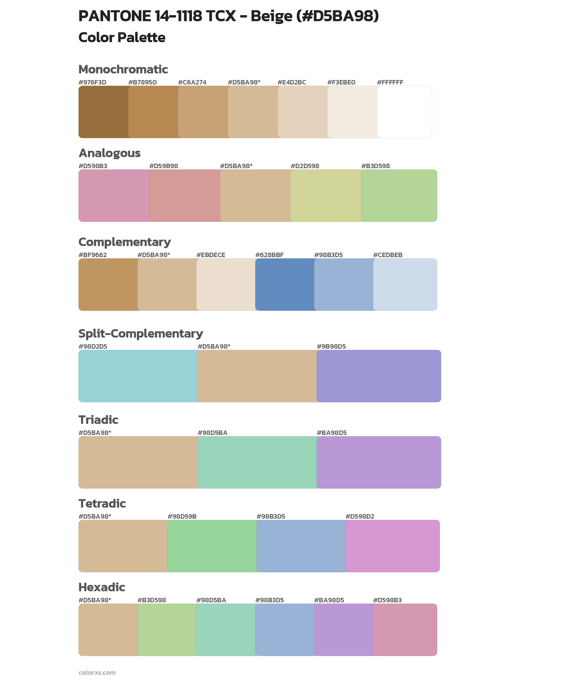 PANTONE 14-1118 TCX - Beige Color Scheme Palettes