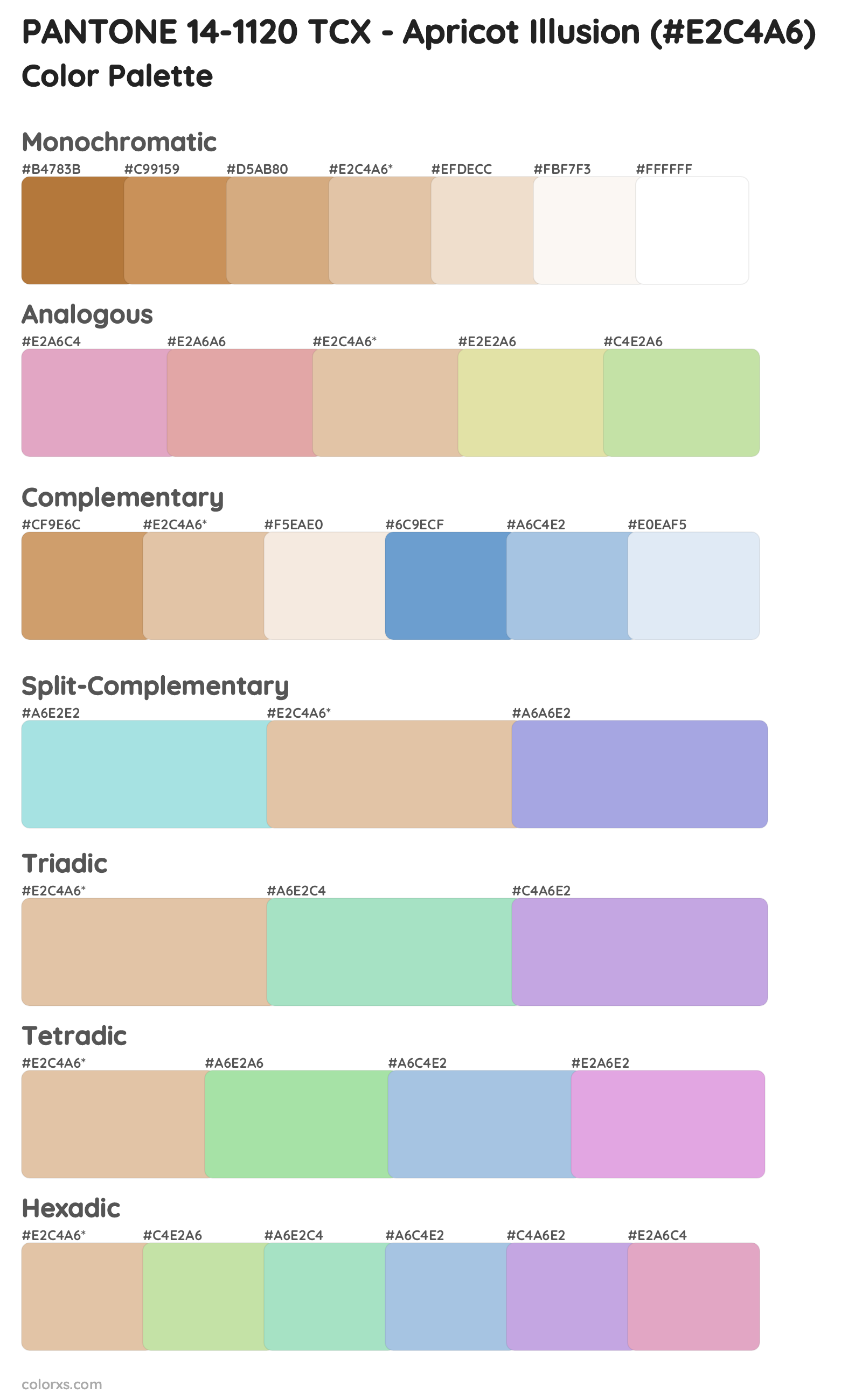 PANTONE 14-1120 TCX - Apricot Illusion Color Scheme Palettes