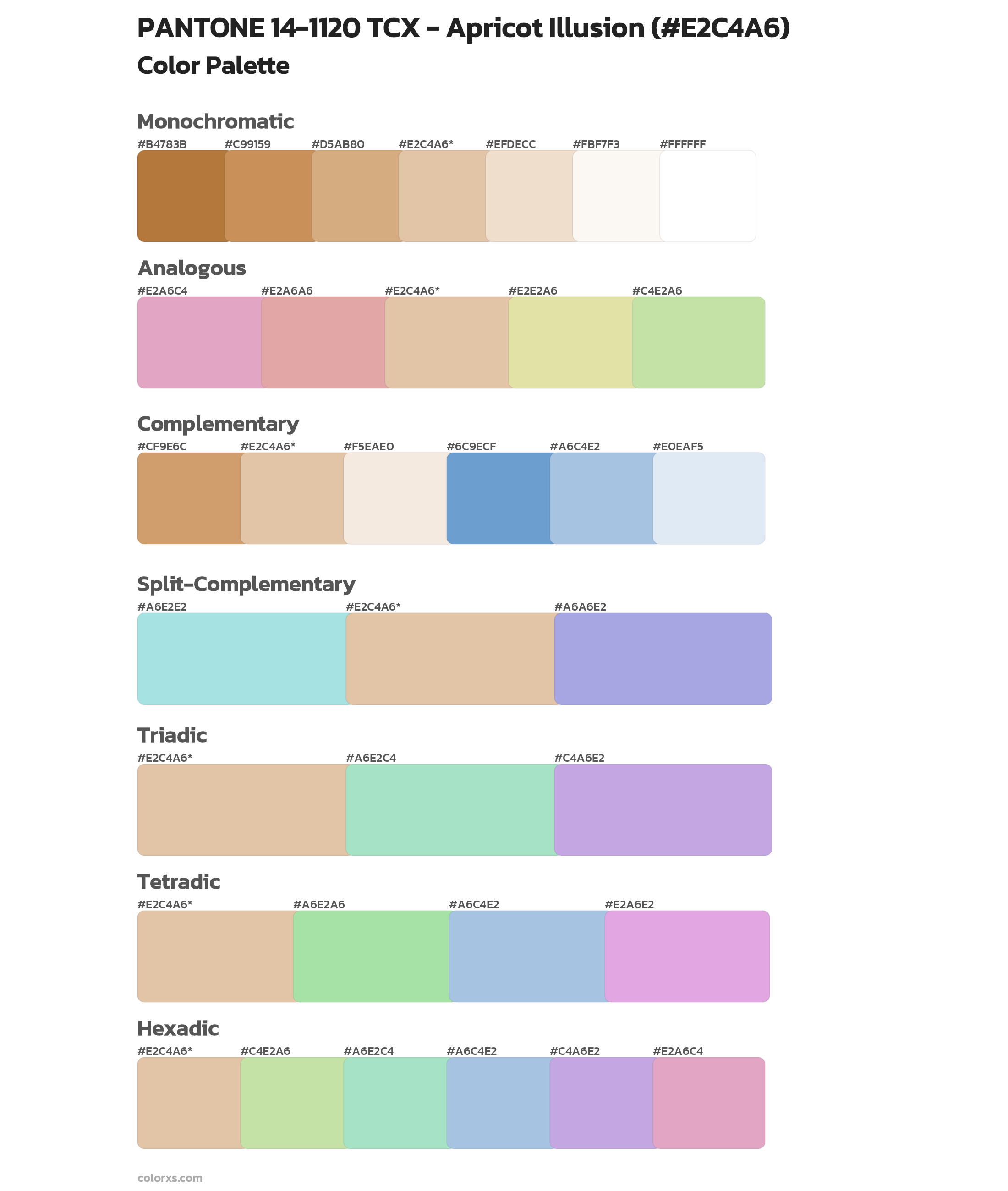 PANTONE 14-1120 TCX - Apricot Illusion Color Scheme Palettes