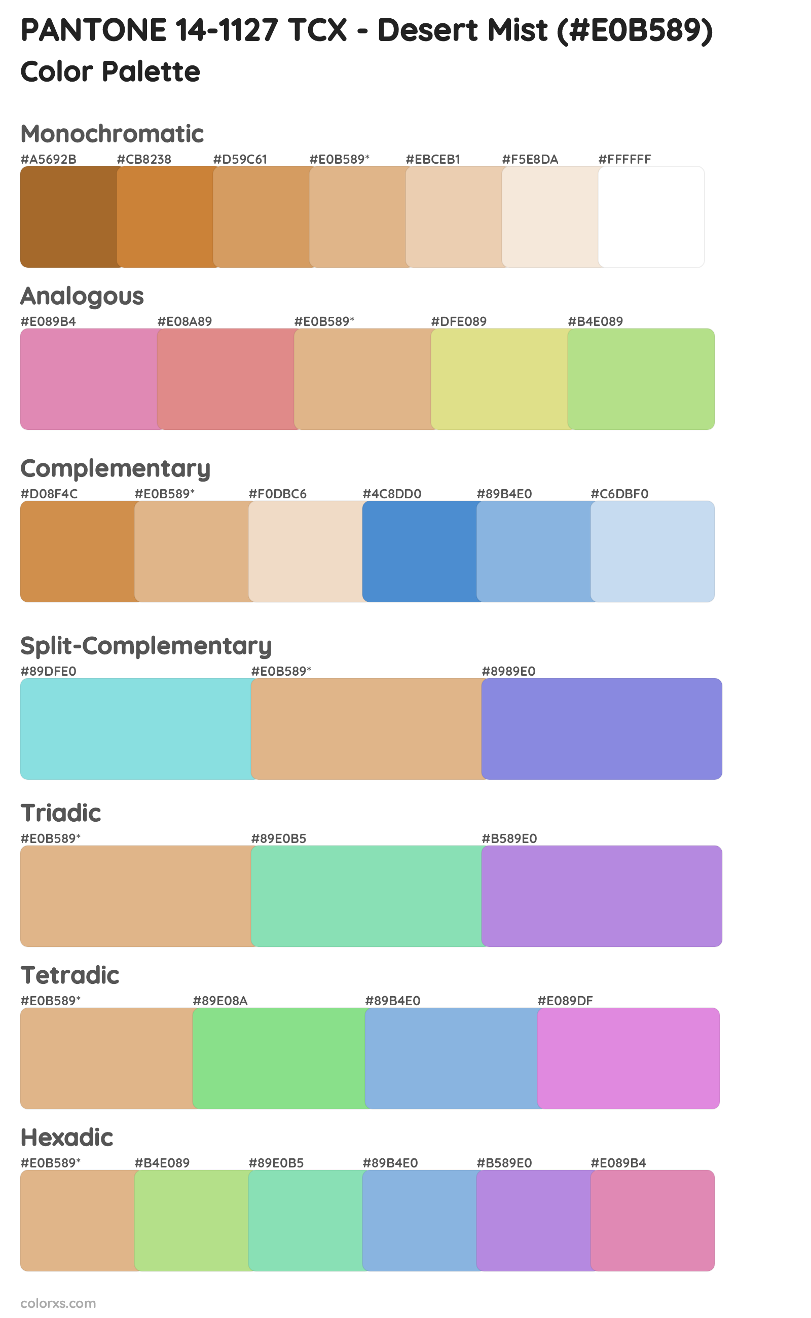 PANTONE 14-1127 TCX - Desert Mist Color Scheme Palettes