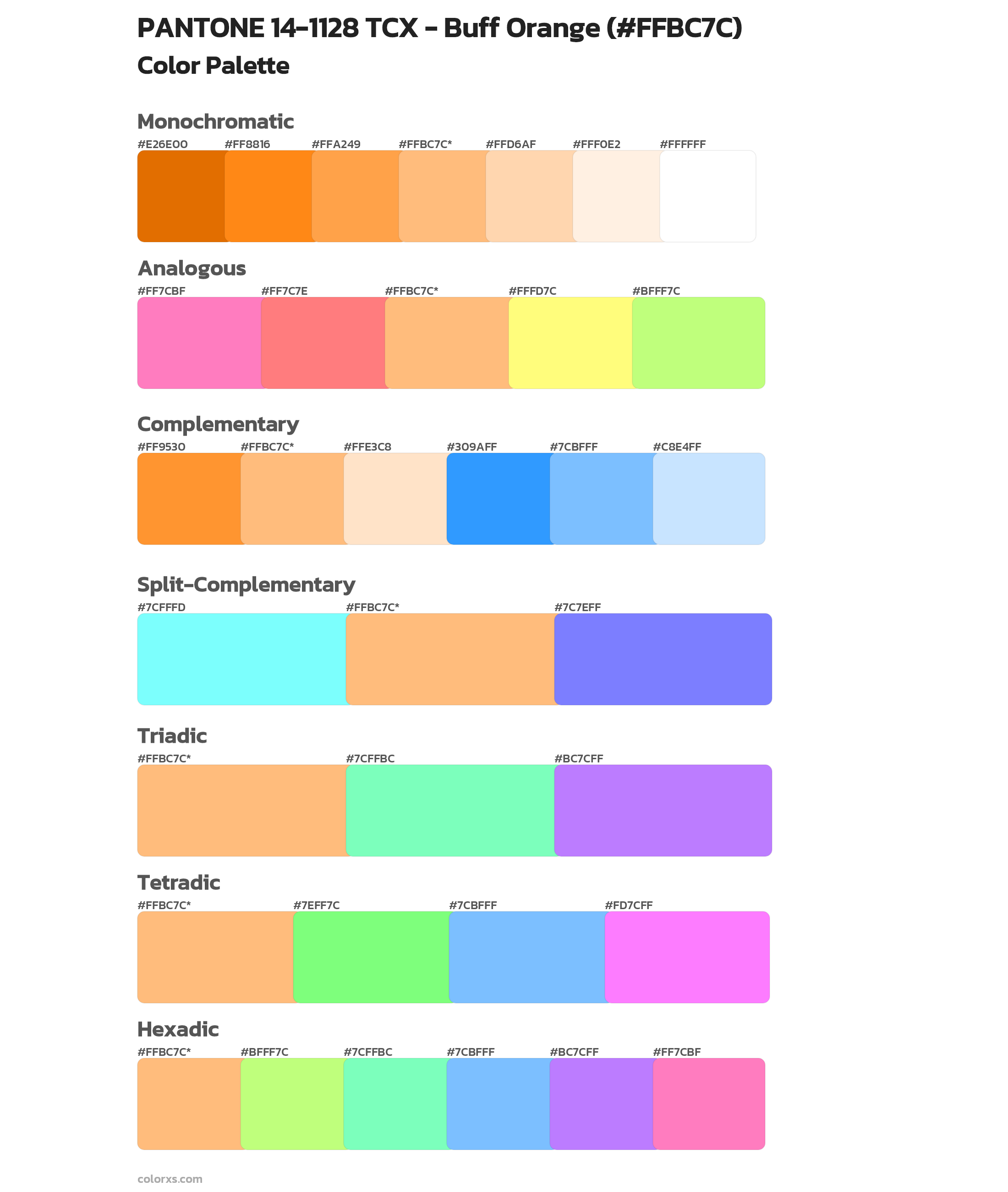 PANTONE 14-1128 TCX - Buff Orange Color Scheme Palettes