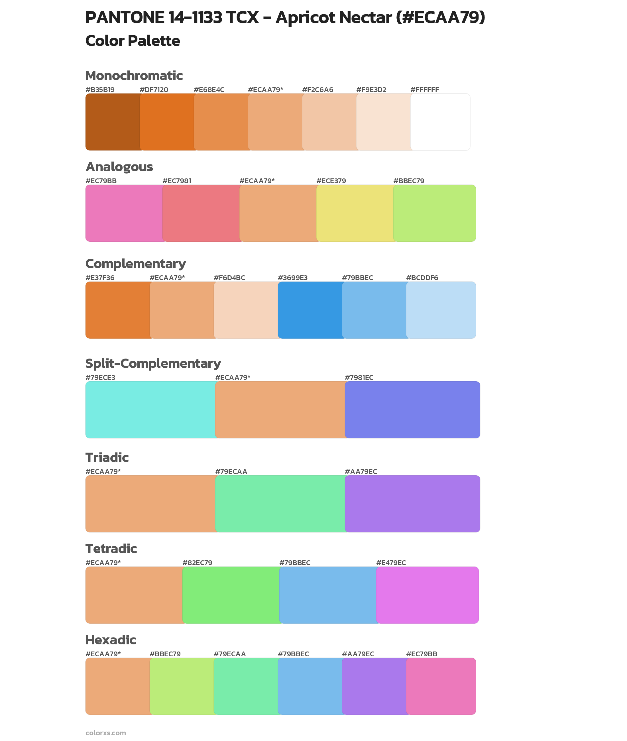 PANTONE 14-1133 TCX - Apricot Nectar Color Scheme Palettes