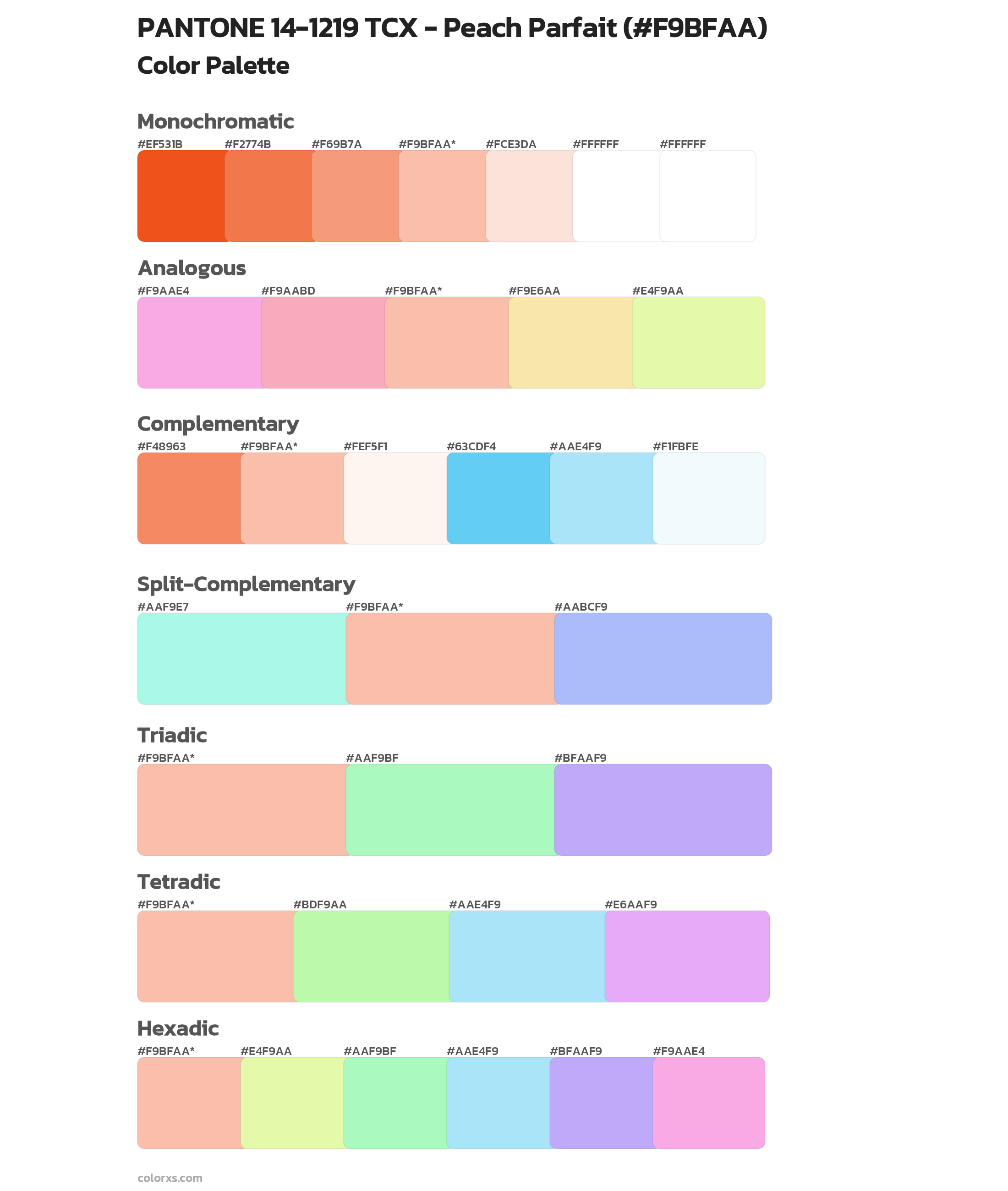 PANTONE 14-1219 TCX - Peach Parfait Color Scheme Palettes
