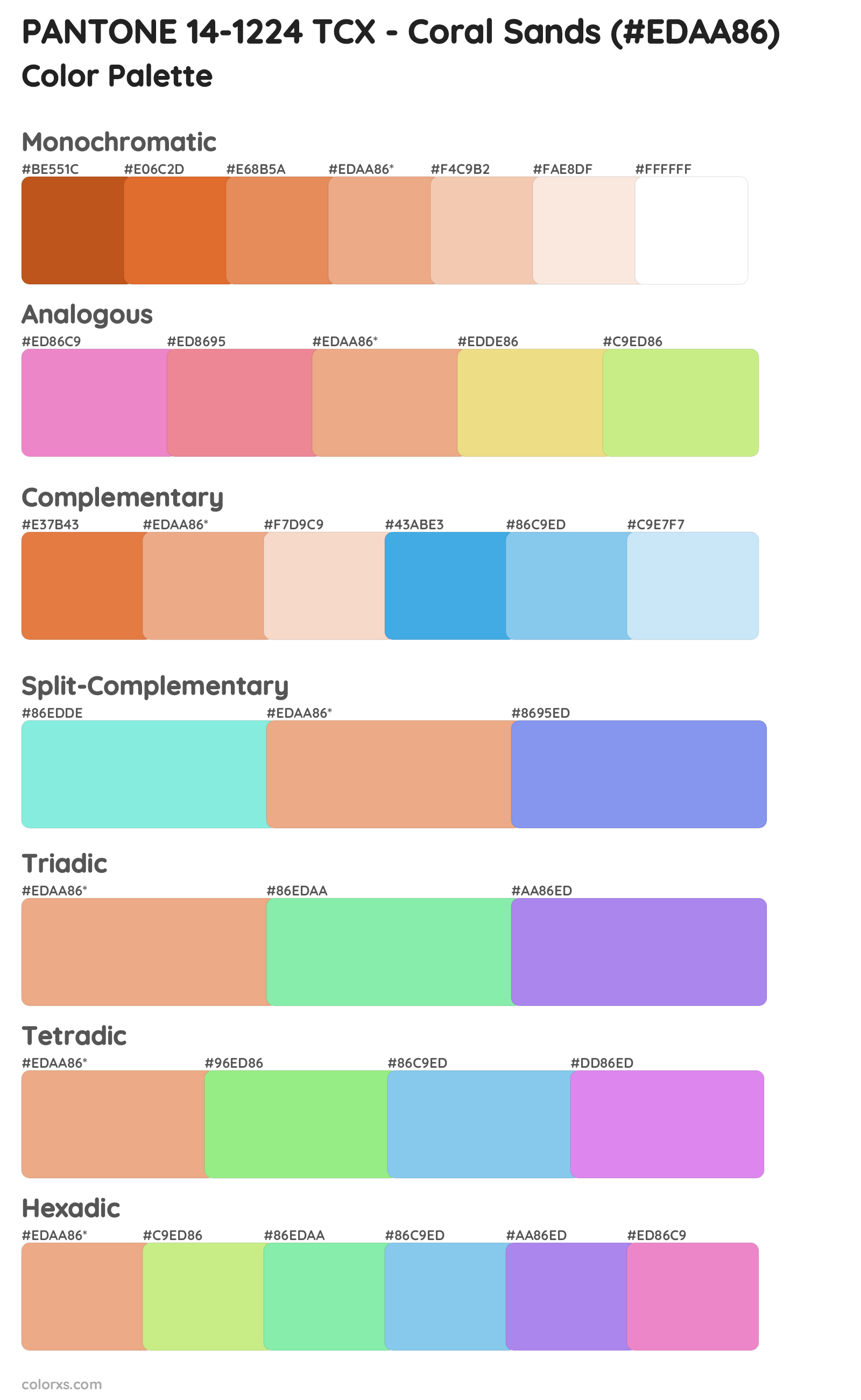 PANTONE 14-1224 TCX - Coral Sands Color Scheme Palettes