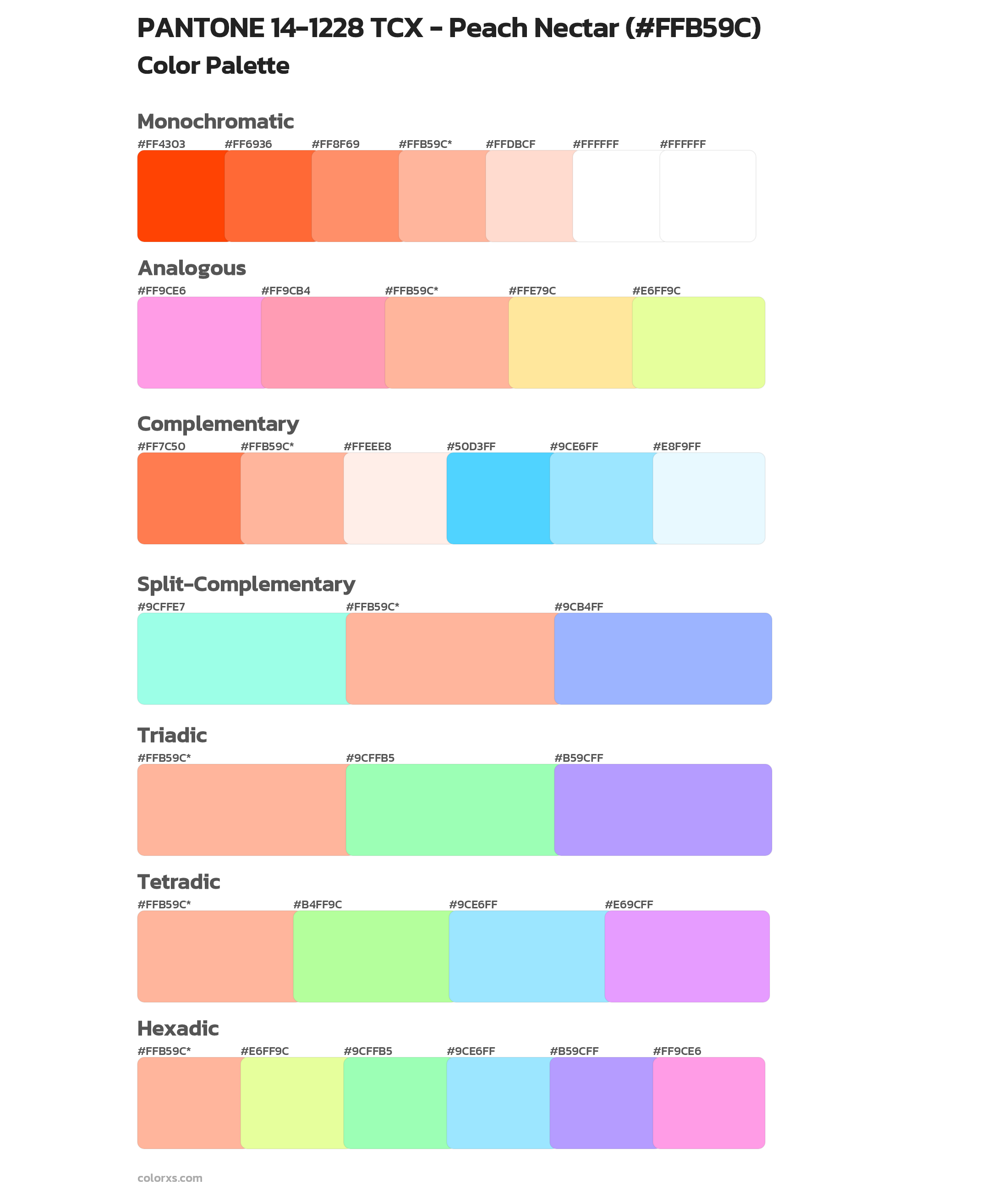 PANTONE 14-1228 TCX - Peach Nectar Color Scheme Palettes